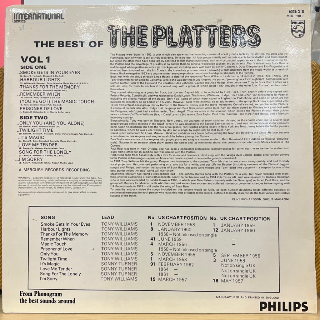 vinyl The Platters – The Best Of The Platters Volume 1