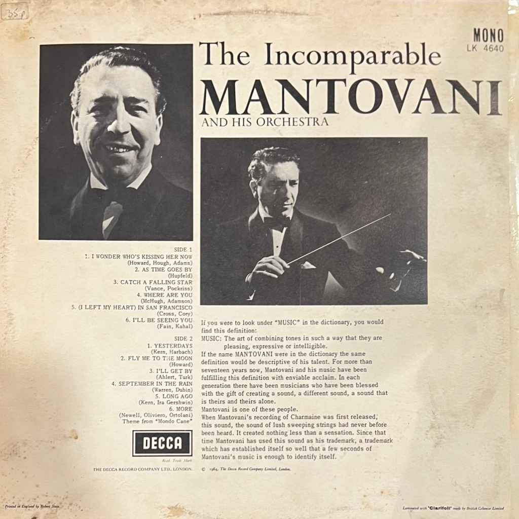 vinyl Mantovani And His Orchestra – The Incomparable Mantovani
