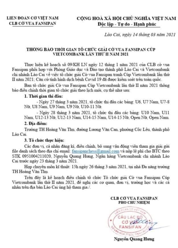 Giải_cờ_vua_fansipan tranh cúp Vietcombank lần II năm 2021 Giải_cờ_vua_fansipan tranh cúp Vietcombank lần II năm 2021