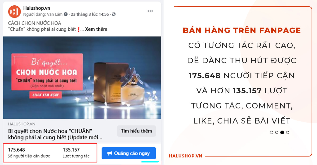 bán hàng trên fanpage có tương tác cao