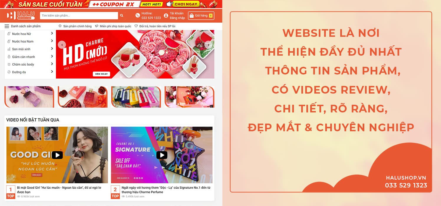 bán nước hoa charme trên website halushop