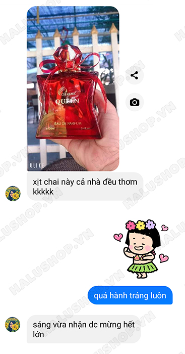 chị anh thư mua nước hoa queen 100ml tại halushop