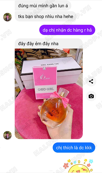 chị ngân review mua nước hoa good girl nữ tại halushop