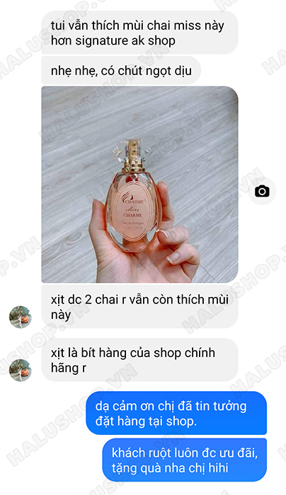 chị thanh tâm mua nước hoa miss nữ 50ml chính hãng của halushop