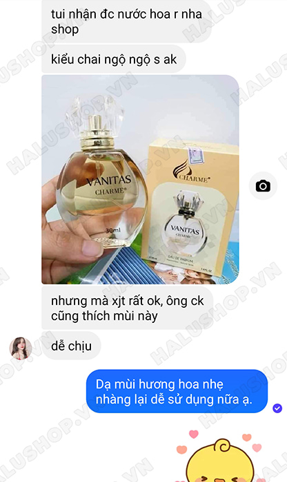 chị thu hồng mua nước hoa charme vanitas chính hãng tại halushop