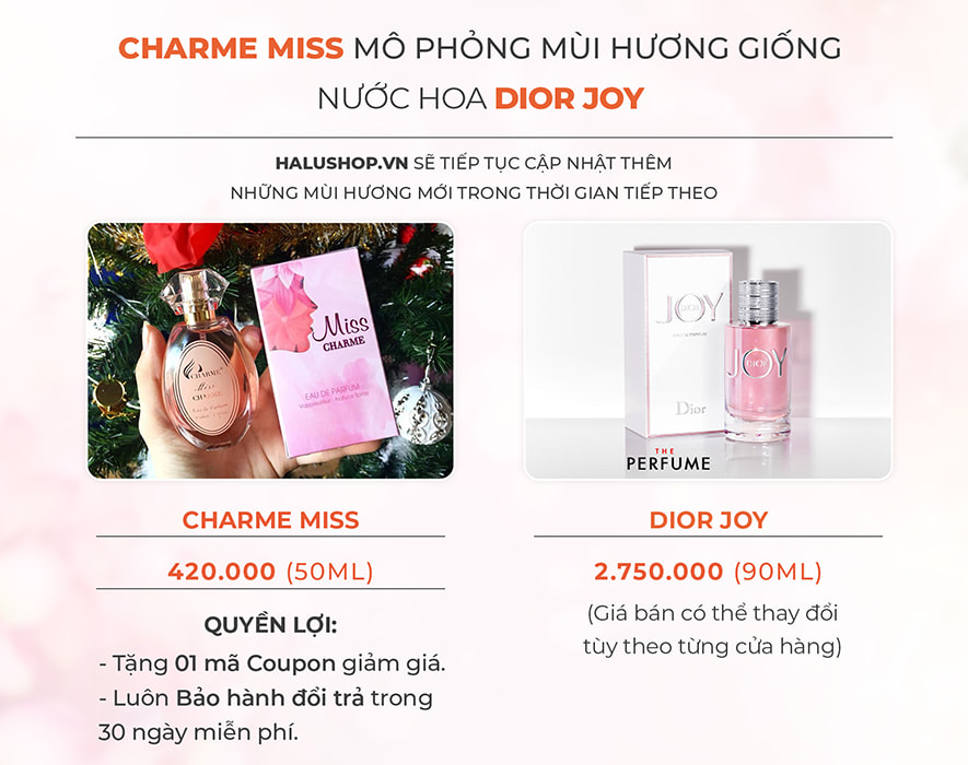 nước hoa charme miss có mùi hương giống nước hoa dior joy