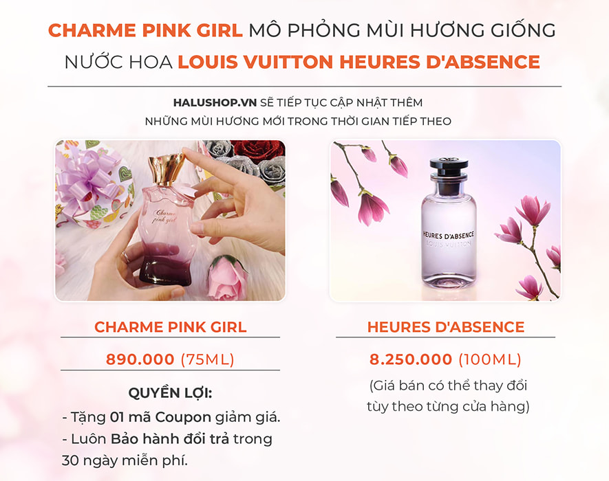 nước hoa charme pink girl có mùi hương giống nước hoa louis vuitton heures dabsence