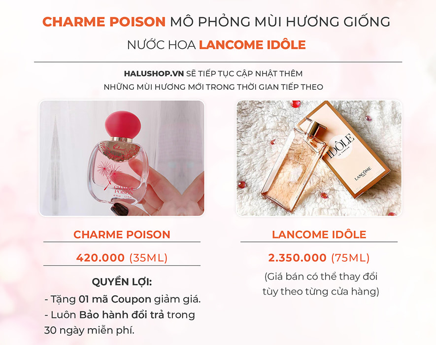 nước hoa charme poison có mùi hương giống nước hoa lancome idole