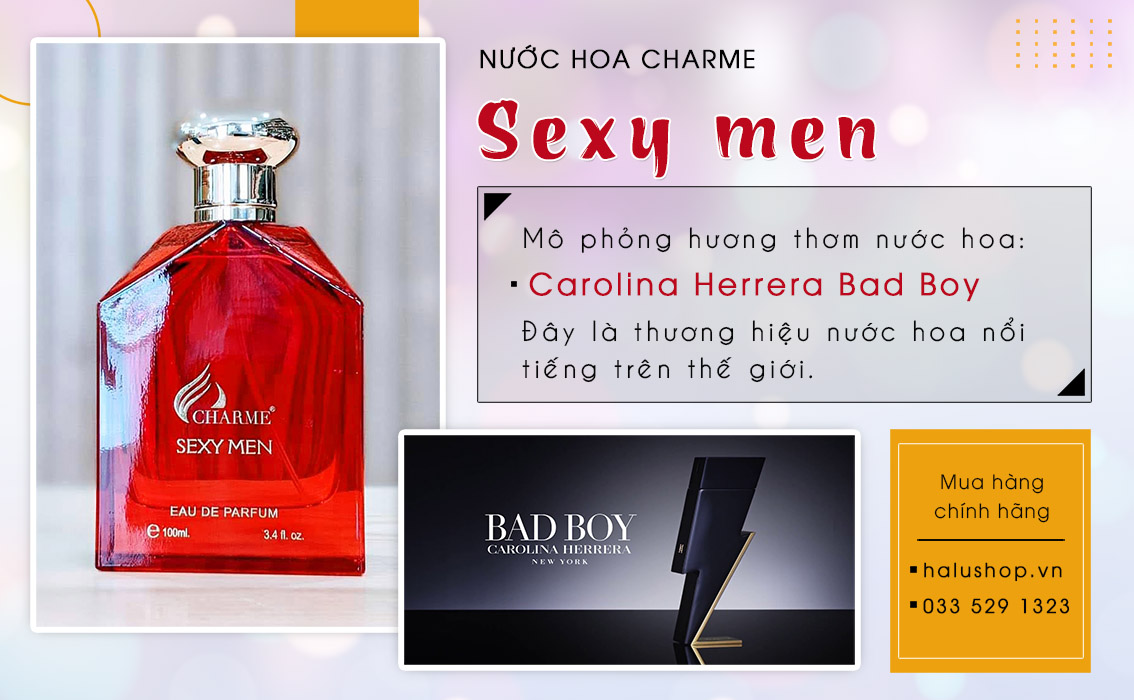 nước hoa charme sexy men có mùi hương giống nước hoa Carolina Herrera Bad Boy