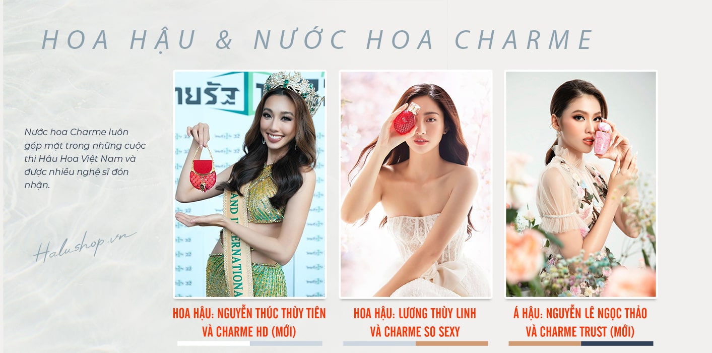 nước hoa charme tài trợ các cuộc thi hoa hậu tại việt nam