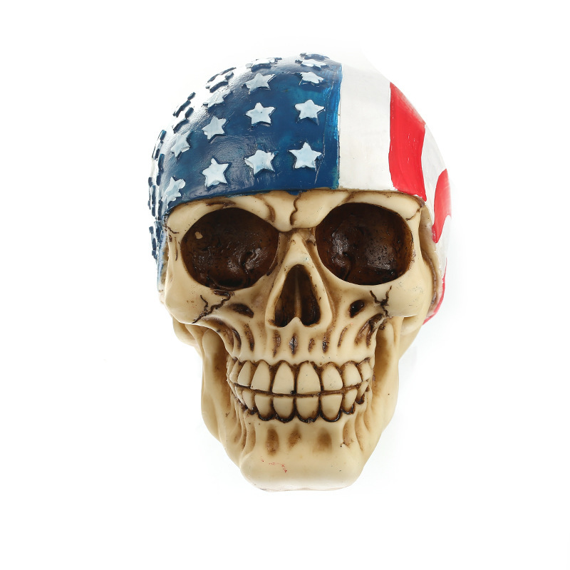 Mô Hình Hộp Sọ Đội Khăn USA Trang Trí