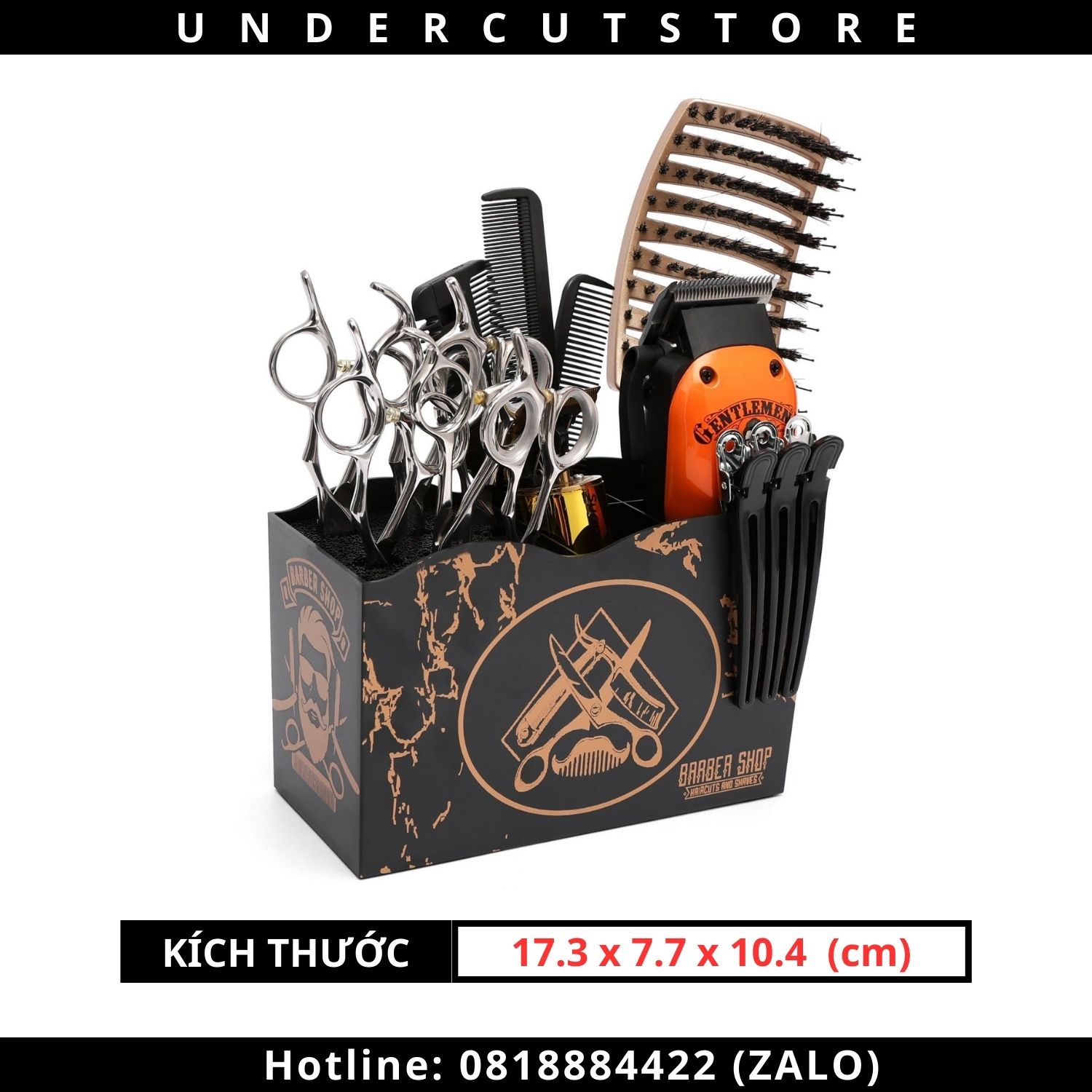 Khay Cắm Kéo Lược Barbershop - Đen