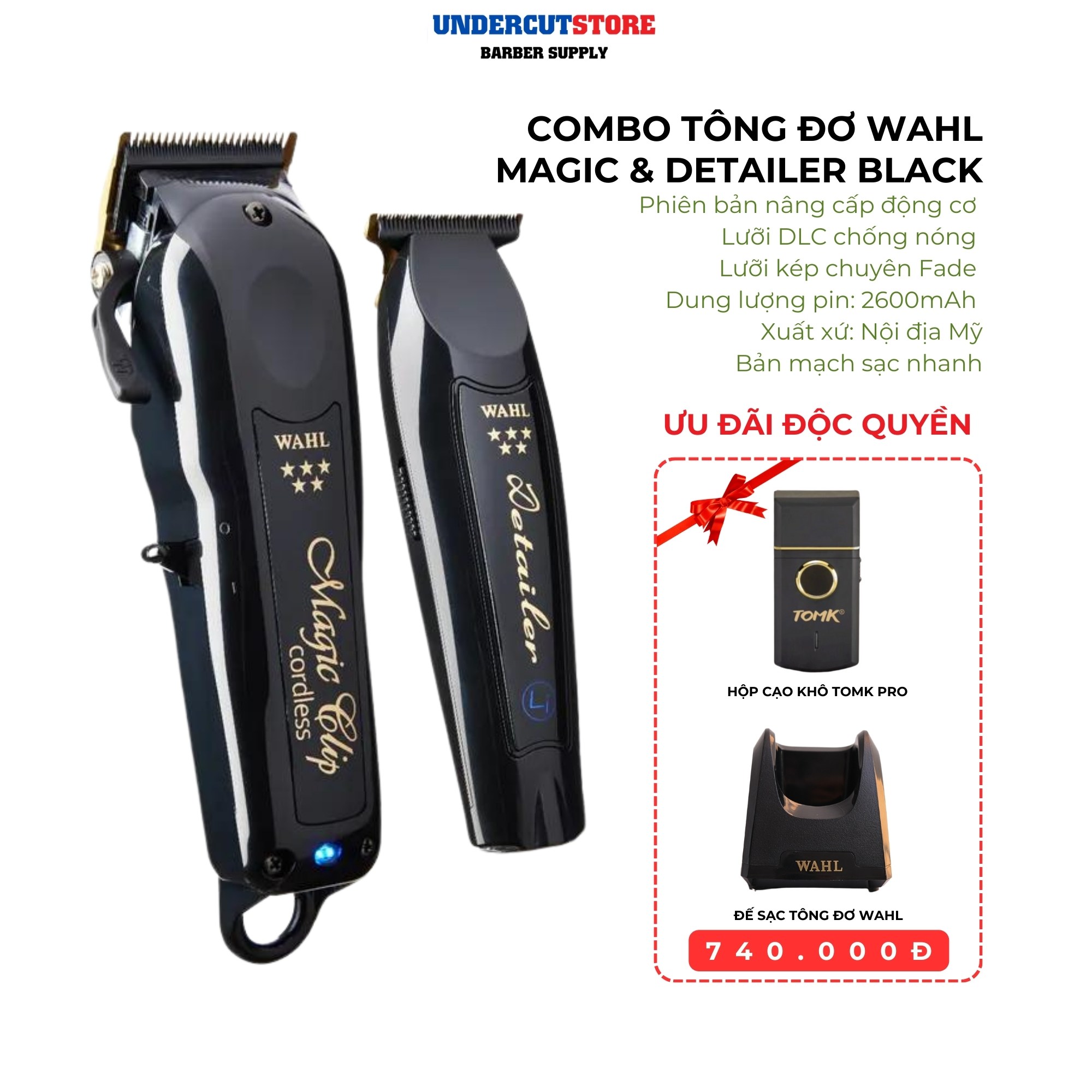 Tông Đơ Wahl Magic Clip Black Gold Cordless - Nội Địa Trung - BH 12 Tháng