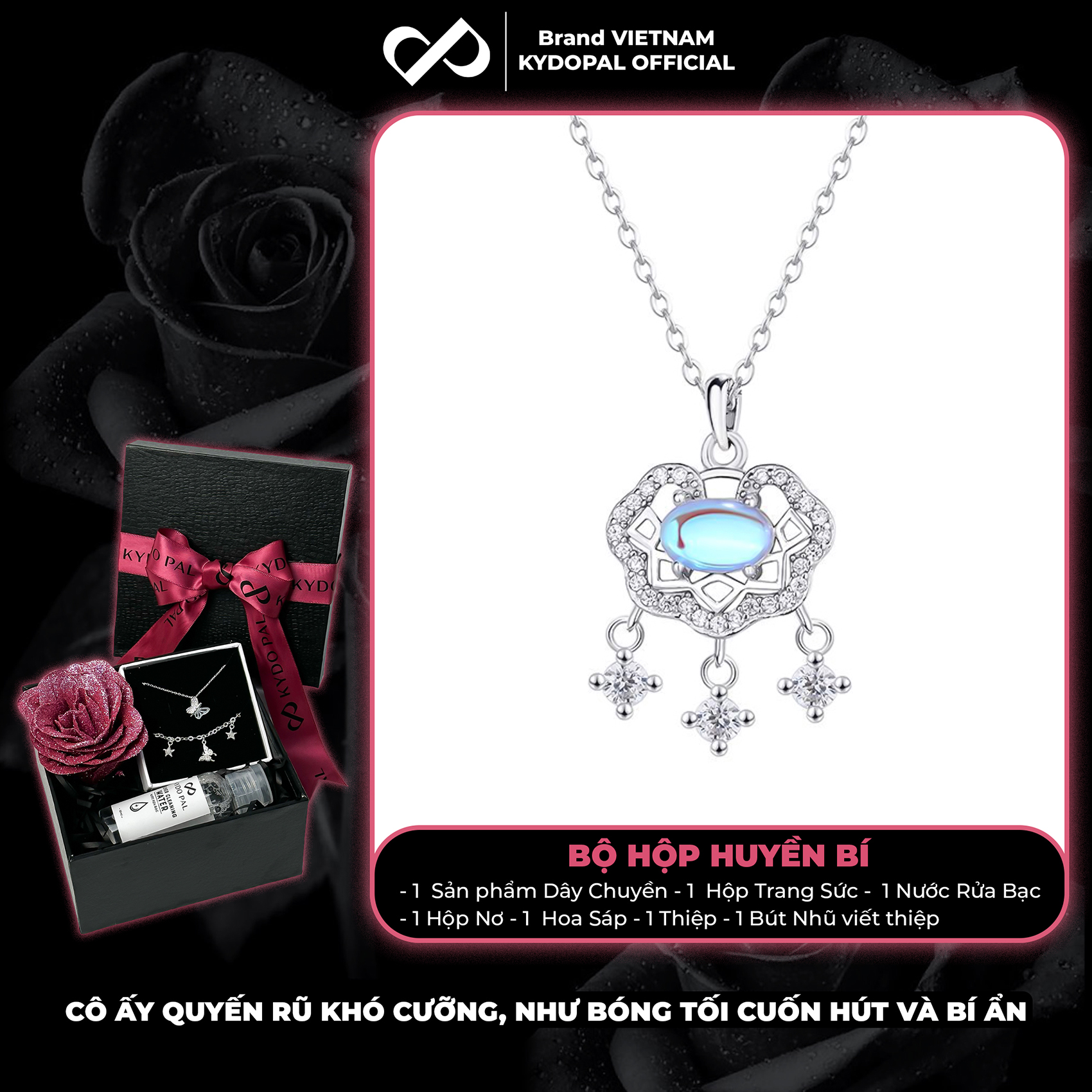 Dây chuyền bạc nữ KYDOPAL Mặt khóa trường mệnh gắn đá màu đổi sắc trang sức bạc 925 - PAL9C3C44