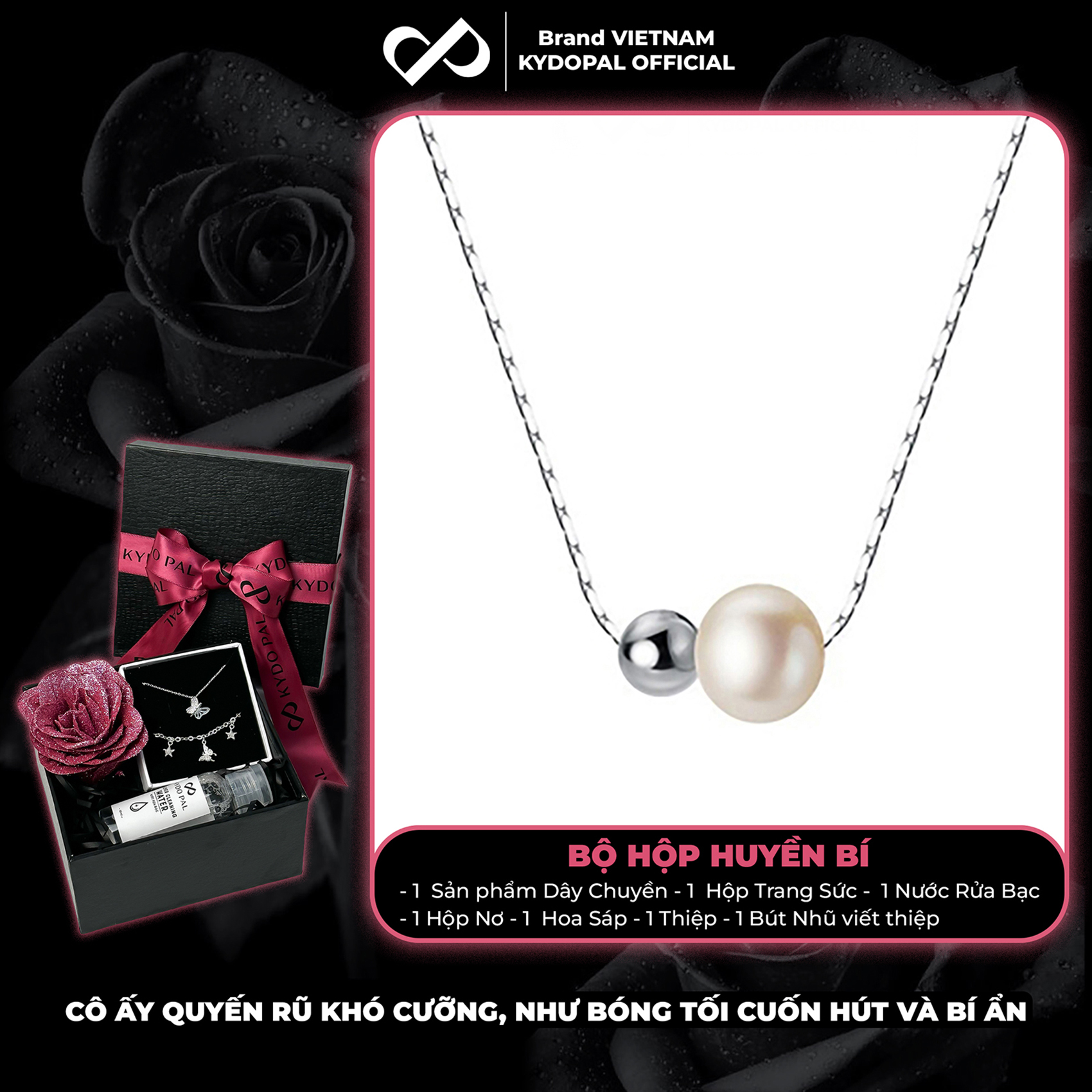 Dây chuyền bạc nữ KYDOPAL vòng cổ cá tính hạt mì mix hạt trai nữ tính trang sức bạc 925  - PAL9C3C55