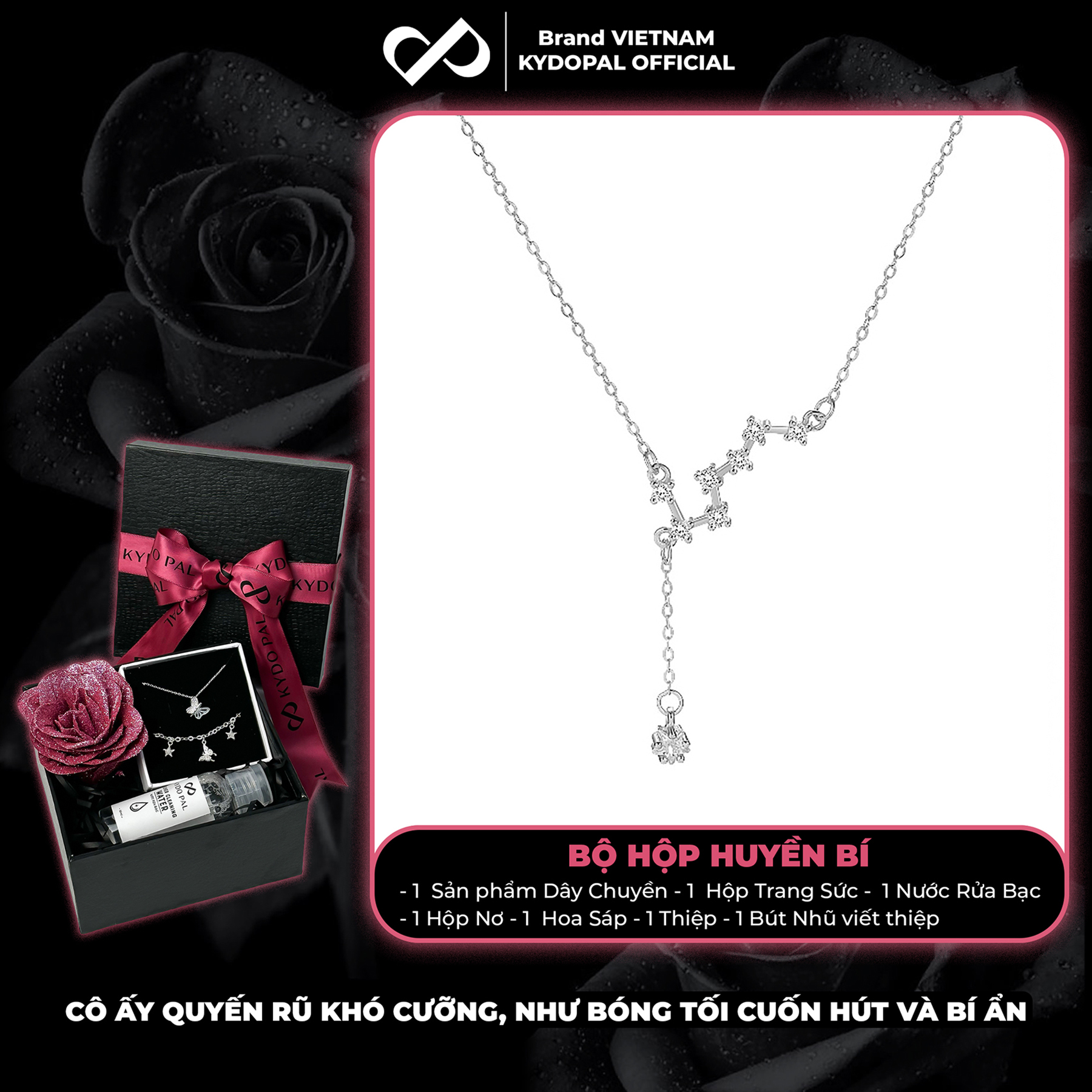 Dây chuyền bạc nữ KYDOPAL vòng cổ cá tính chòm sao đính đá lấp lánh trang sức bạc 925 - PAL9C2C7