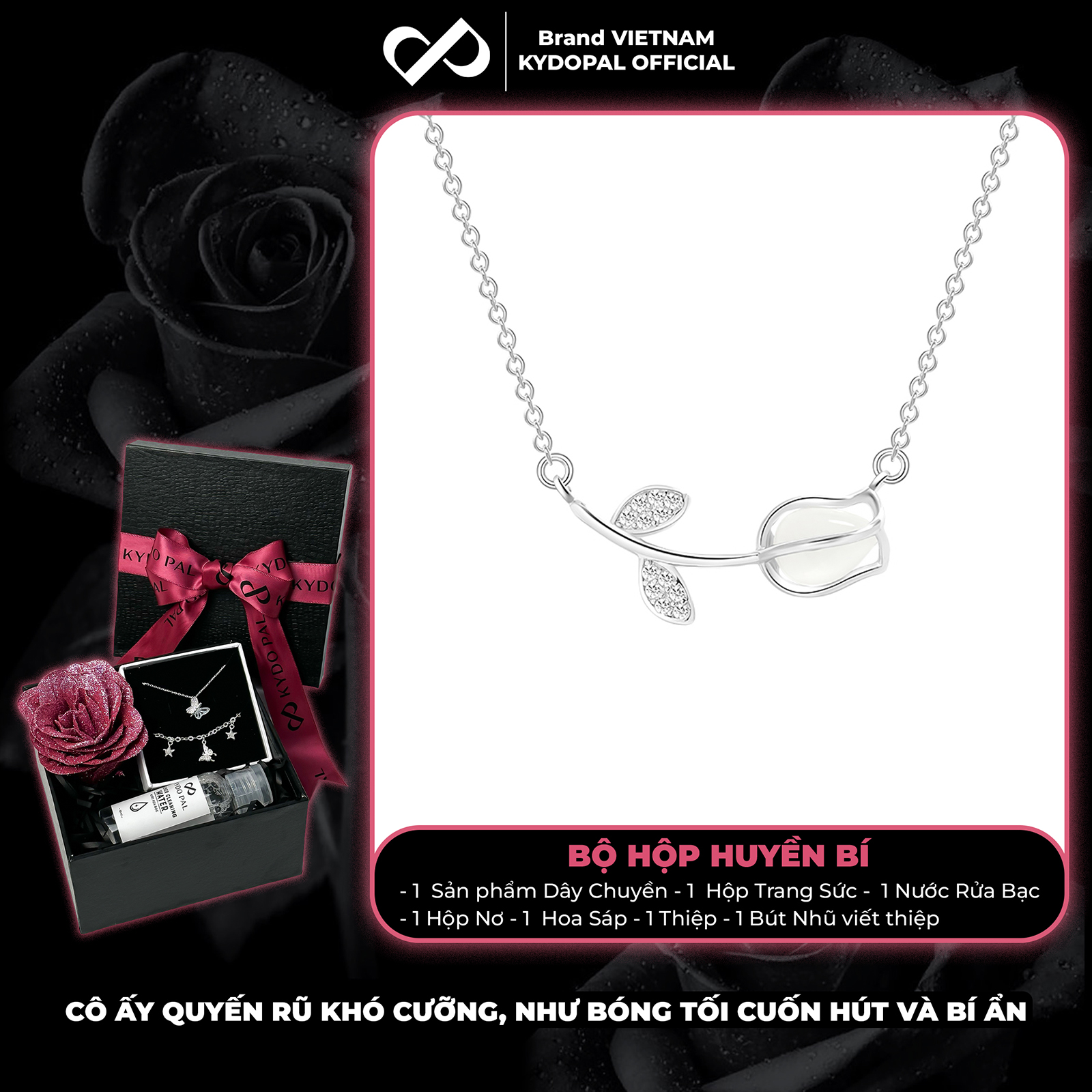 Dây chuyền bạc nữ KYDOPAL vòng cổ cá tính cánh hoa hồng nữ tính trang sức bạc 925 - PAL9C3C35