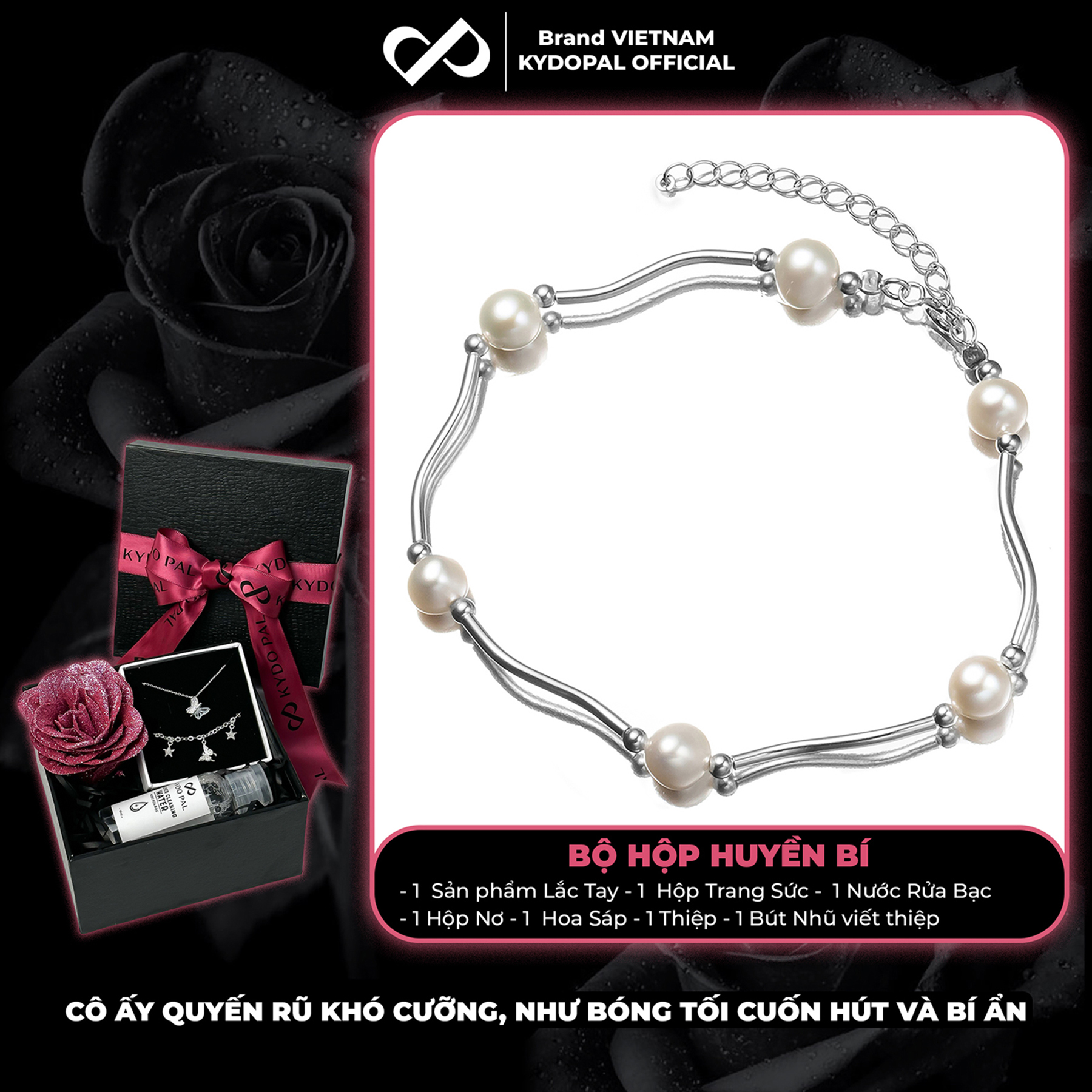 Lắc tay bạc nữ KYDOPAL vòng tay hạt trai nước ngọt mix ống bạc xoắn nữ tính trang sức bạc 925 - PAL9C3L53