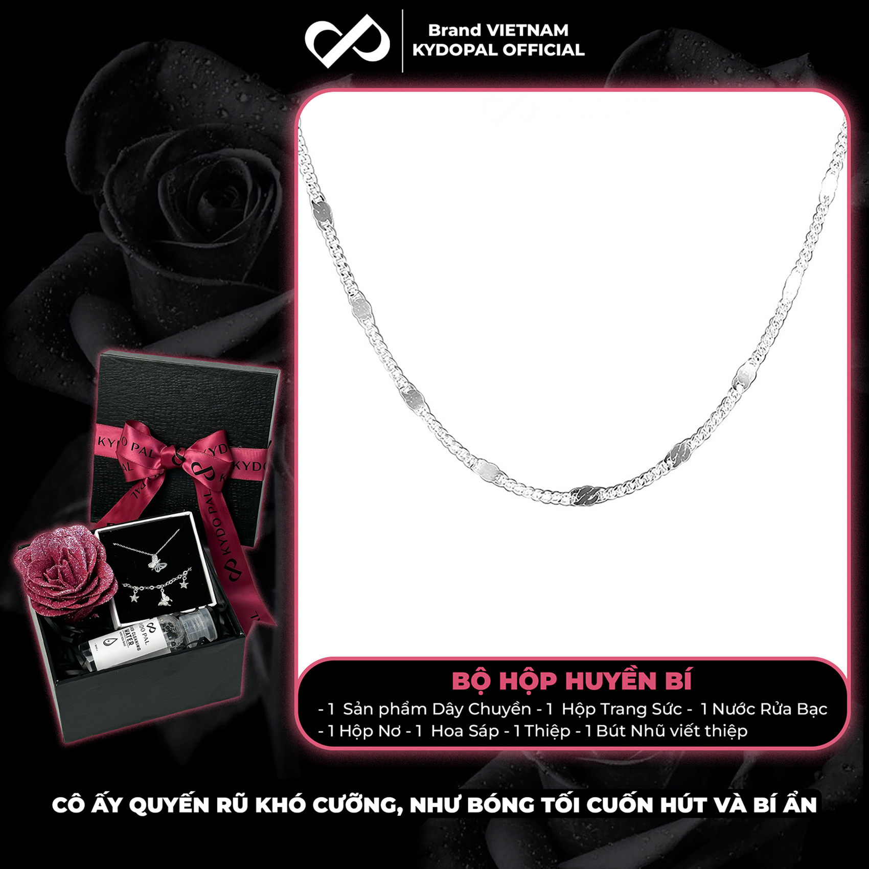 Dây chuyền bạc nữ KYDOPAL vòng cổ cá tính trơn mắt xích kết nối nhẹ nhàng trang sức bạc cao cấp - PAL9C3C50