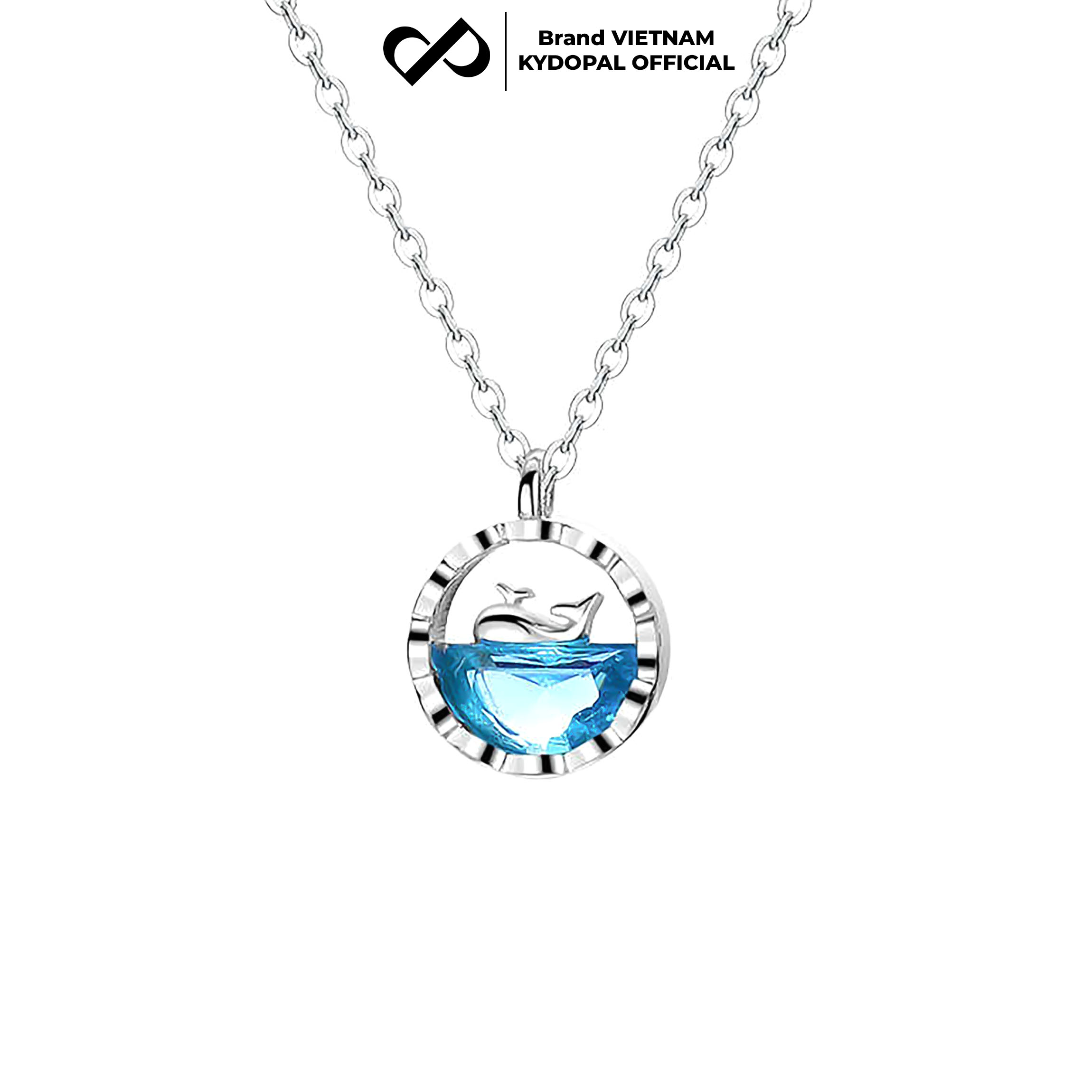 Dây chuyền bạc nữ KYDOPAL vòng cổ cá tính cá voi biển xanh lấp lánh trang sức bạc 925 - PAL9C3C49