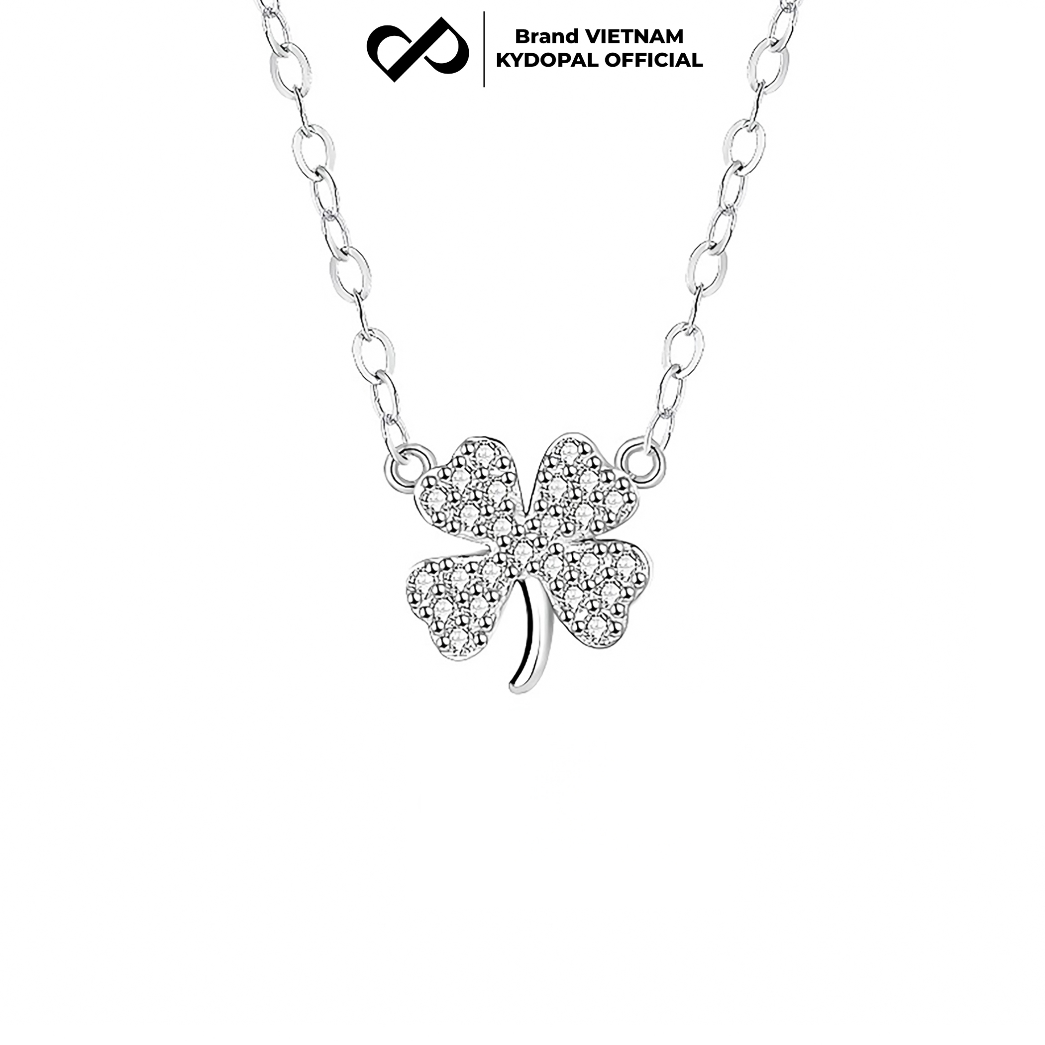 Dây chuyền bạc nữ KYDOPAL cỏ bốn lá cá tính đính đá nhỏ mini nữ tính trang sức bạc 925 - PAL9C3C11