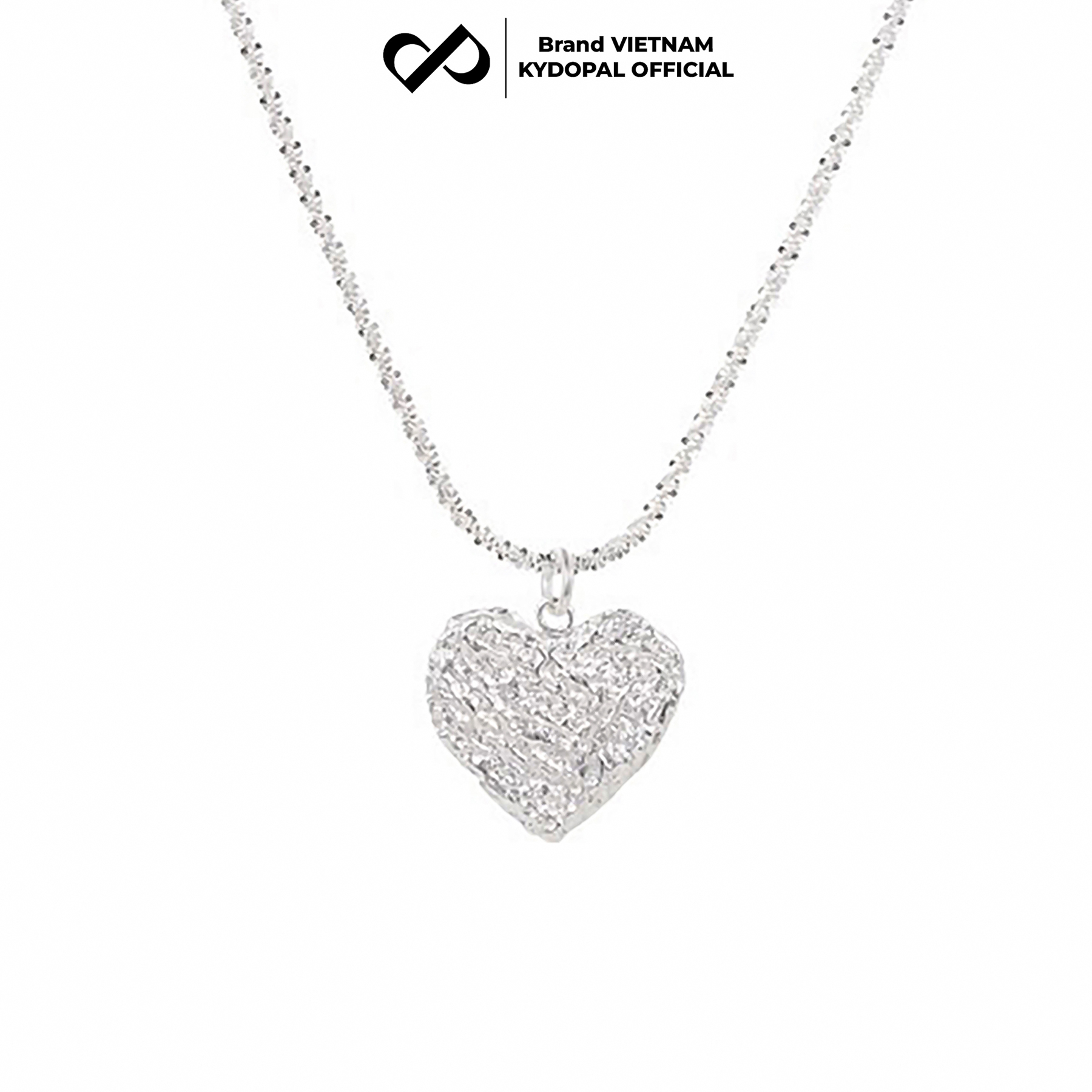 Dây chuyền bạc nữ KYDOPAL vòng cổ cá tính dây xù kim tuyến treo mặt tim phay cát bản to trang sức bạc 925 - PAL9C3C59