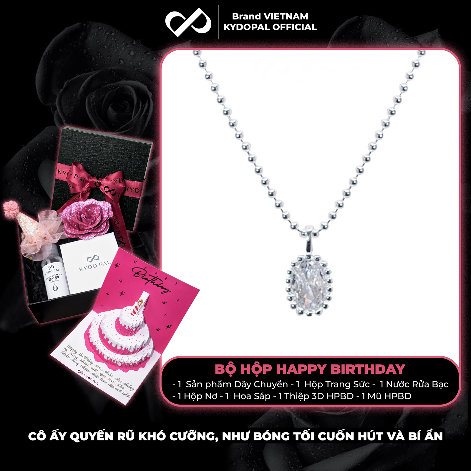 Dây chuyền bạc nữ KYDOPAL vòng cổ cá tính dây bi mặt giọt nước xinh xắn trang sức bạc 925 - PAL9C3C40