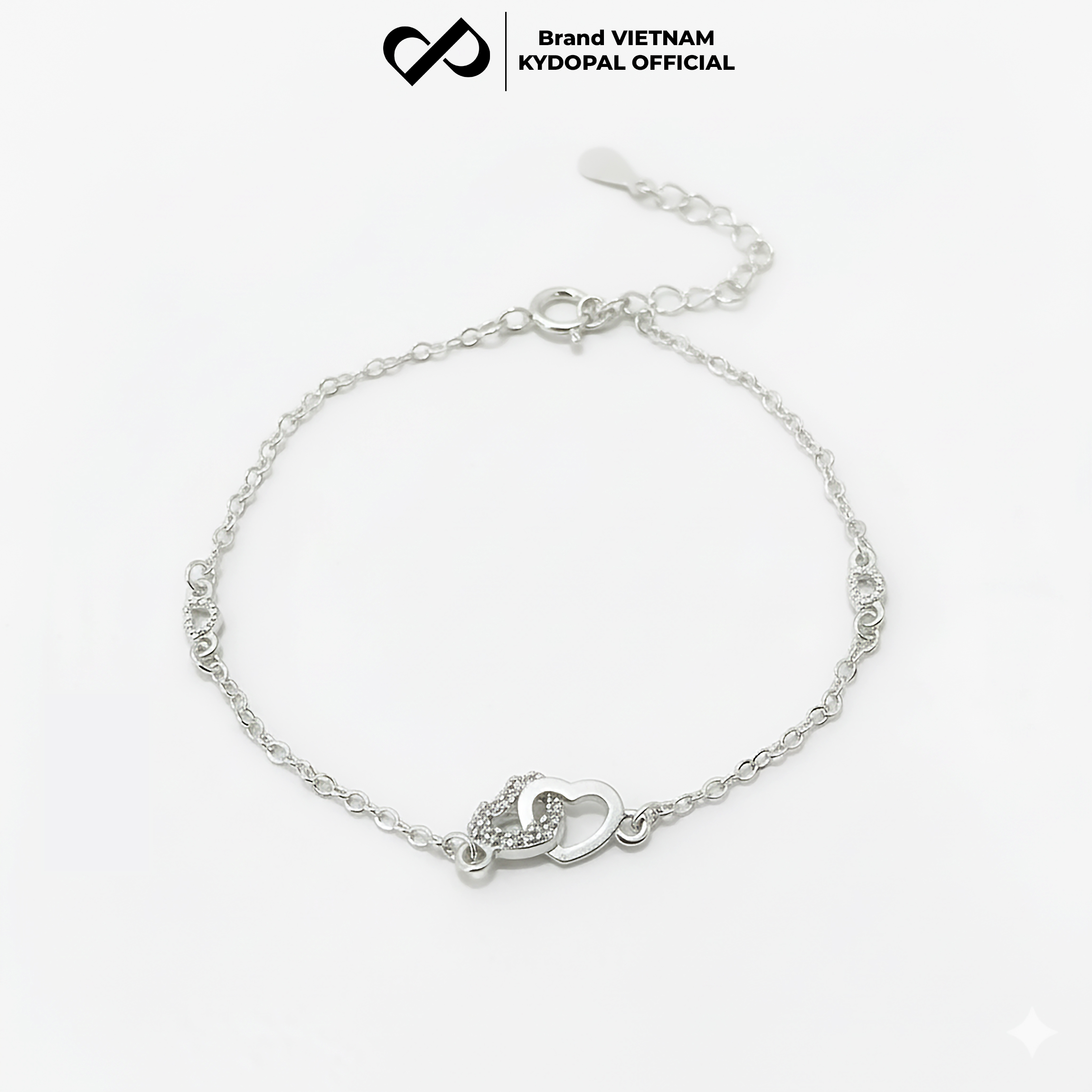 Lắc tay bạc nữ KYDOPAL Vòng tay tim lồng mini xinh xắn trang sức bạc 925 - PAL9C3L35
