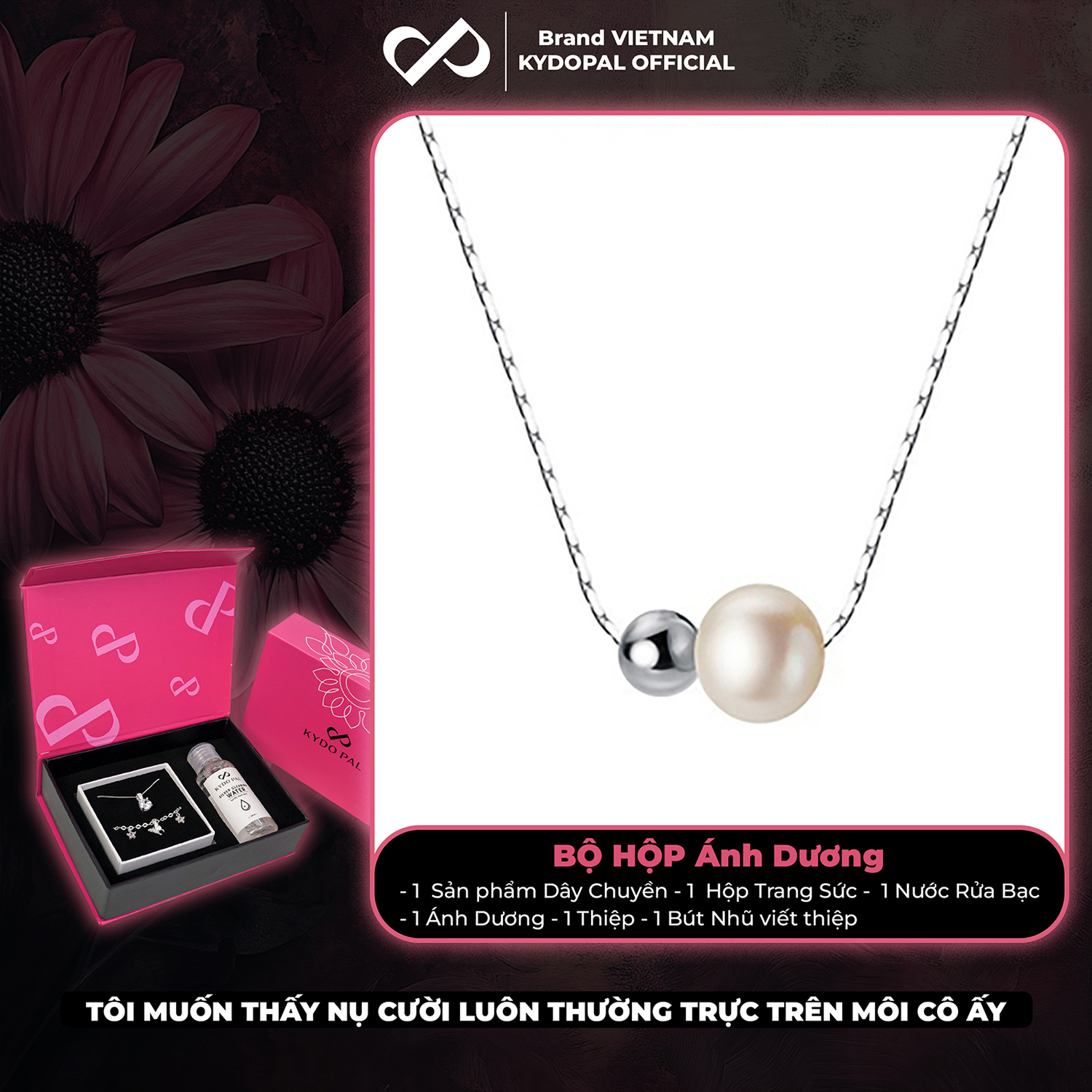 Dây chuyền bạc nữ KYDOPAL vòng cổ cá tính hạt mì mix hạt trai nữ tính trang sức bạc 925  - PAL9C3C55