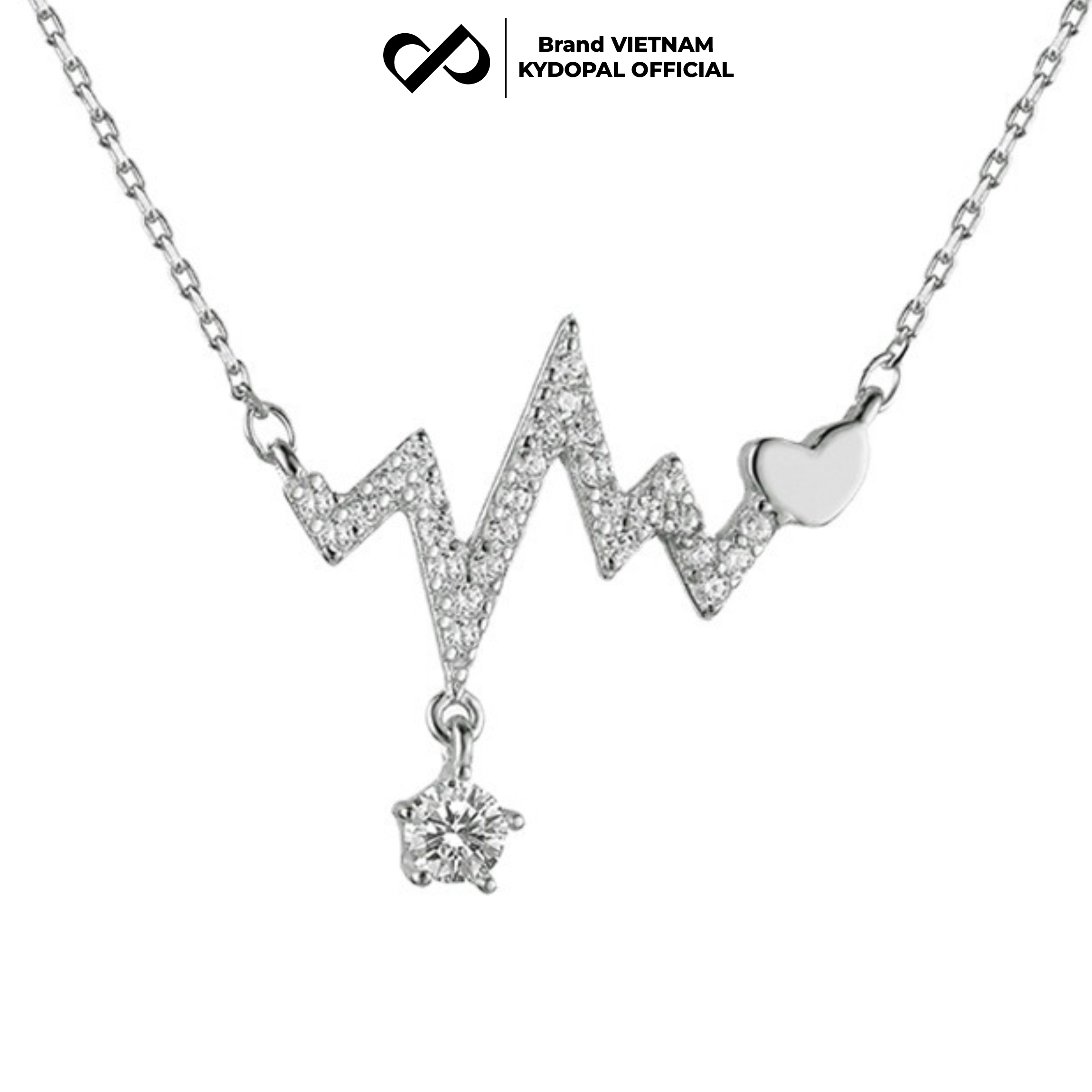 Dây chuyền bạc nữ KYDOPAL nhịp tim cá tính đính đá xinh xắn trang sức bạc cao cấp - PAL9C3C13