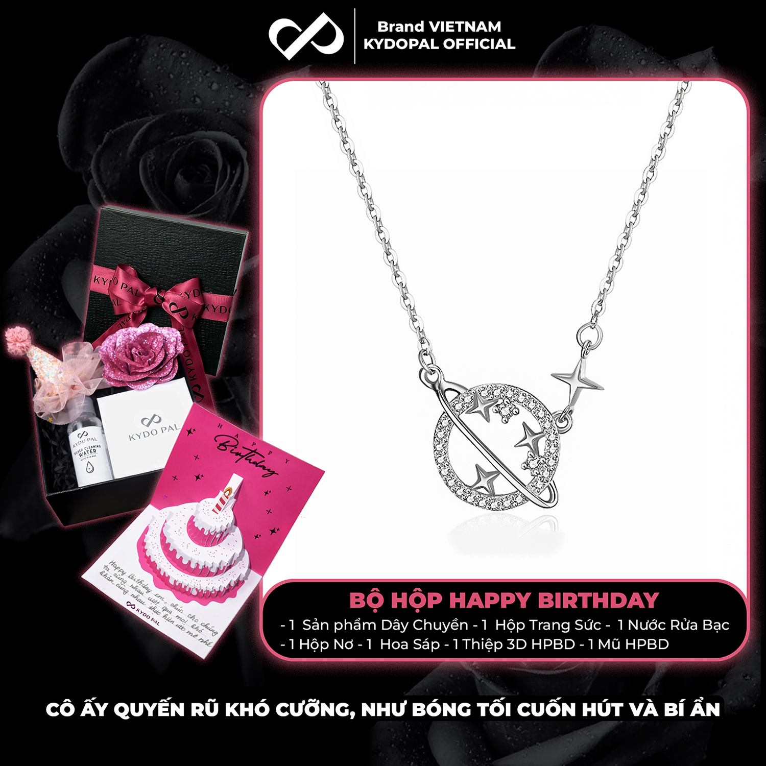 Dây chuyền bạc nữ KYDOPAL cá tính mặt trái đất đính đá nữ tính trang sức bạc 925 - PAL9C3C21