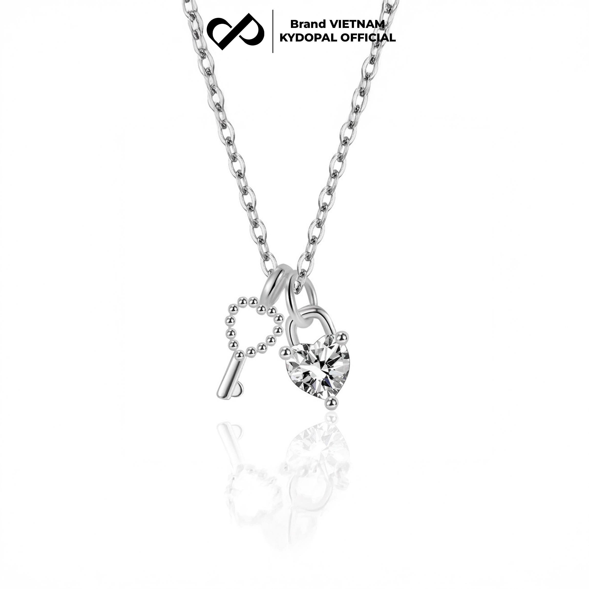 Dây chuyền bạc nữ KYDOPAL vòng cổ cá tính chìa khóa trái tim đá trắng trang sức bạc 925 - PAL9C3C46