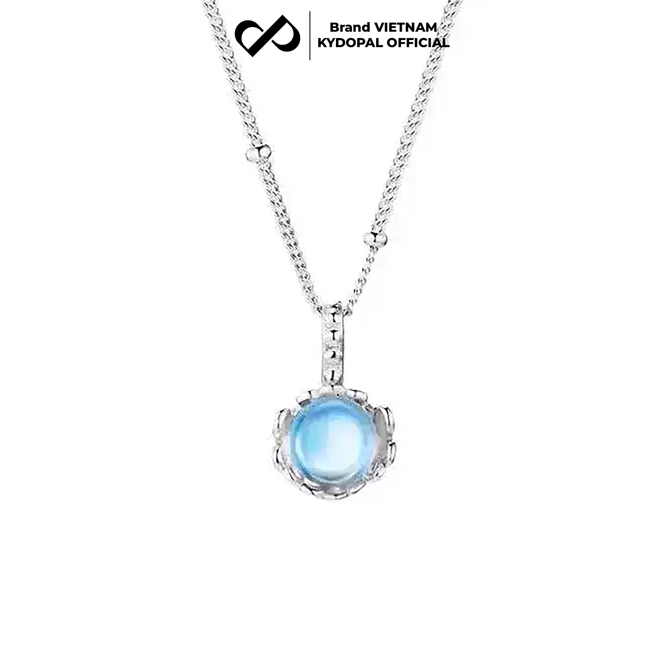 Dây chuyền bạc nữ KYDOPAL vòng cổ cá tính ổ đá cánh hoa tú cầu moonstone trang sức bạc 925 - PAL9C3C33