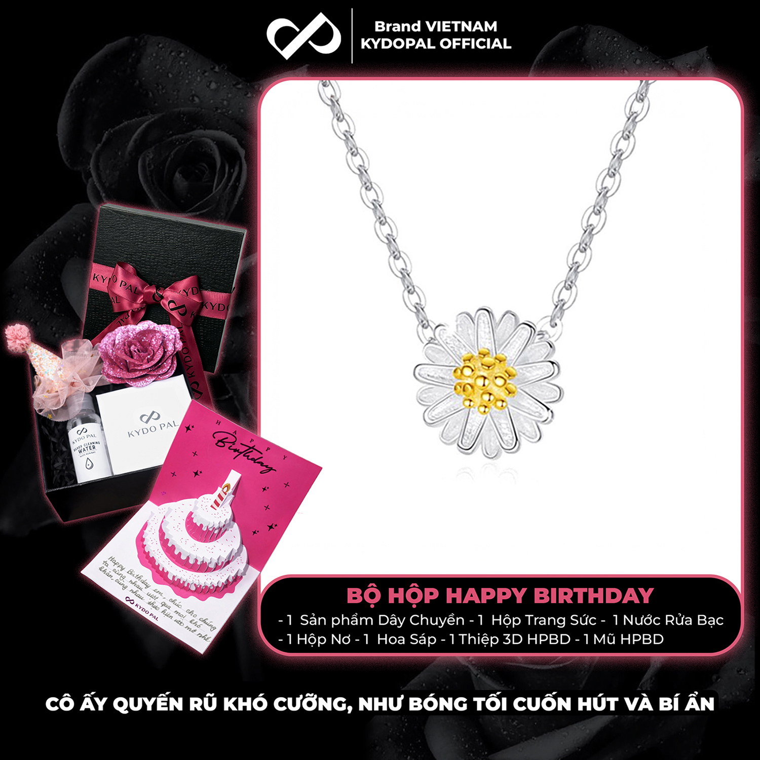 Dây chuyền bạc nữ KYDOPAL cá tính mặt hoa cúc nhị nữ tính trang sức bạc 925 - PAL9C3C32