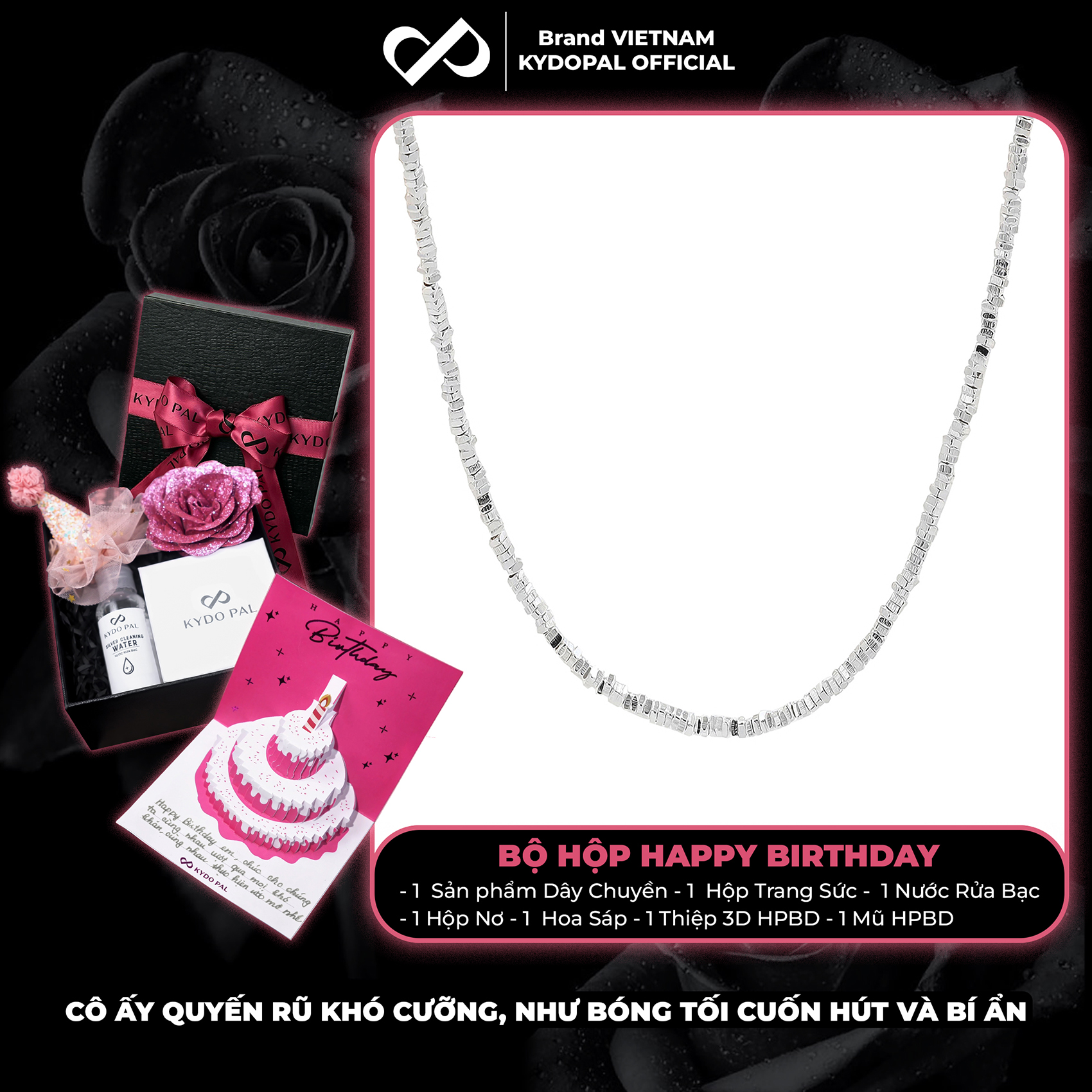 Dây chuyền bạc nữ KYDOPAL vòng cổ cá tính hạt bạc vỡ dây trơn trang sức bạc cao cấp - PAL9C3C57