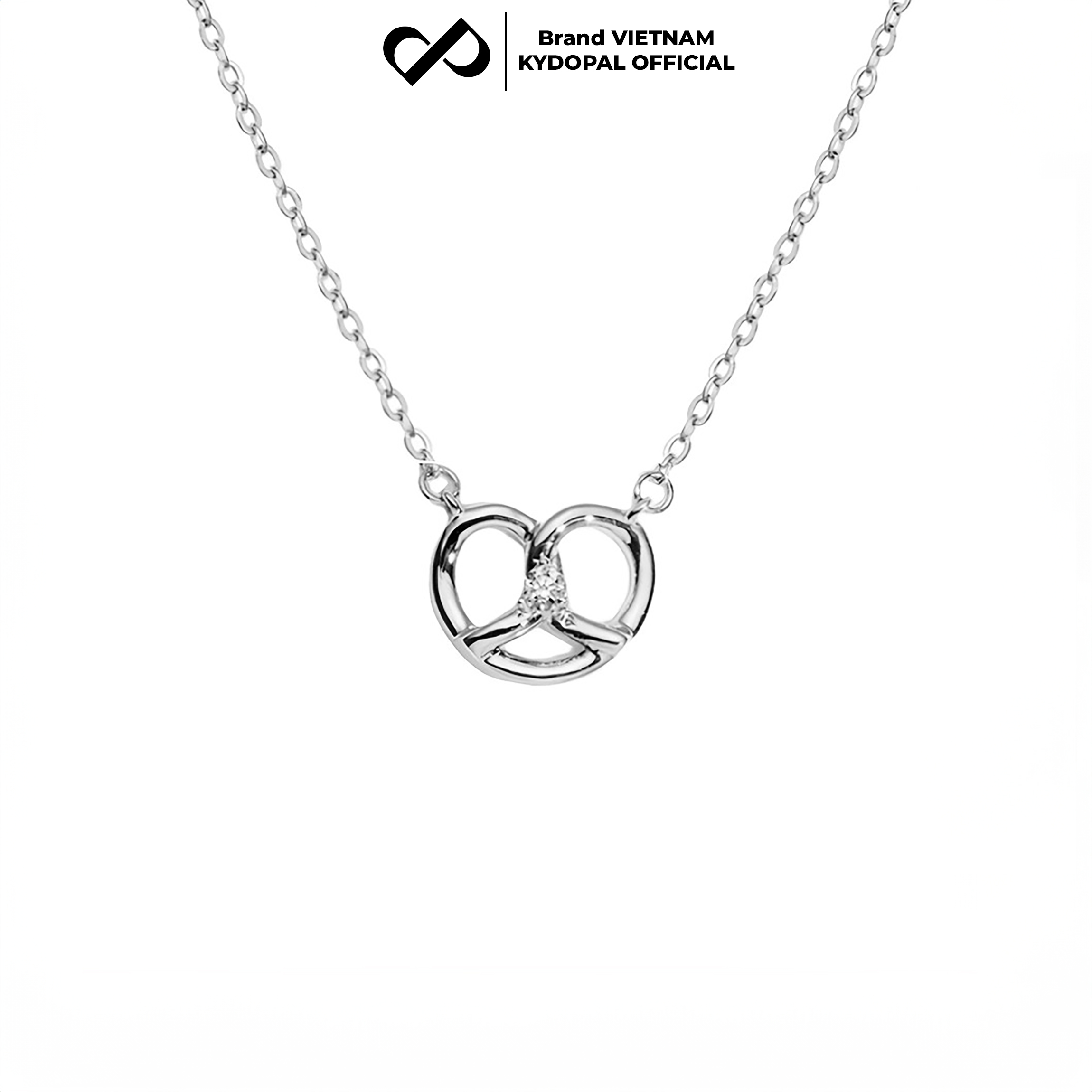 Dây chuyền bạc nữ KYDOPAL mặt trái tim xoắn đá nhỏ cá tính trang sức bạc 925 - PAL9C3C45