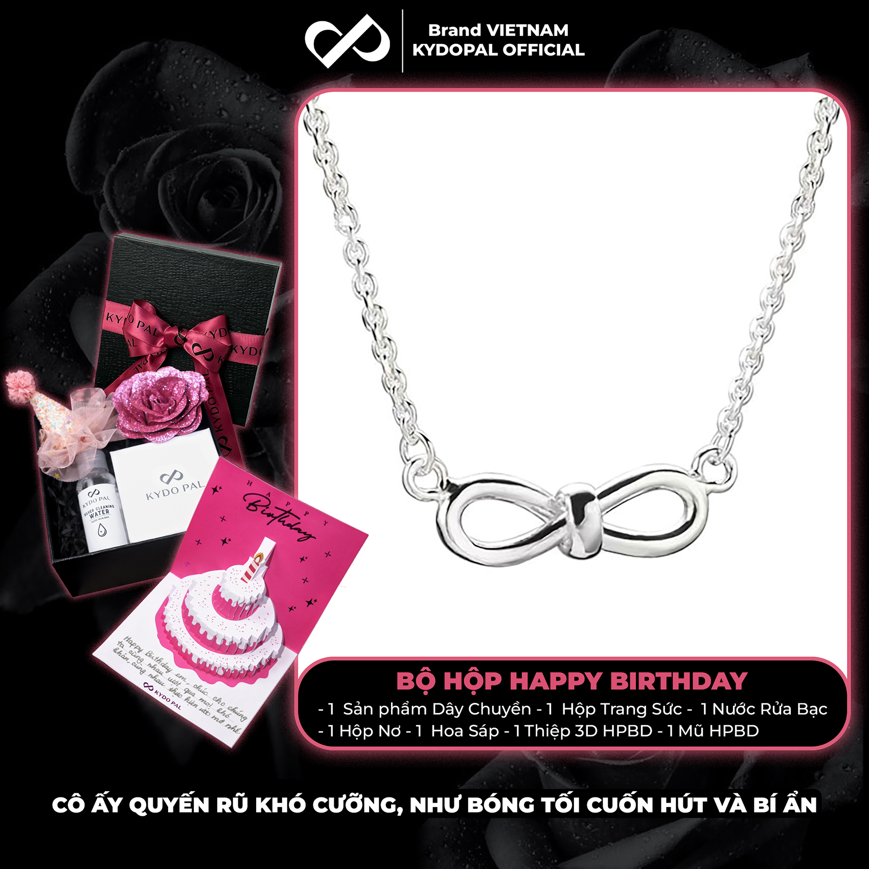 Dây chuyền bạc nữ KYDOPAL vòng cổ cá tính nơ thắt mini basic trang sức bạc 925 - PAL9C3C27