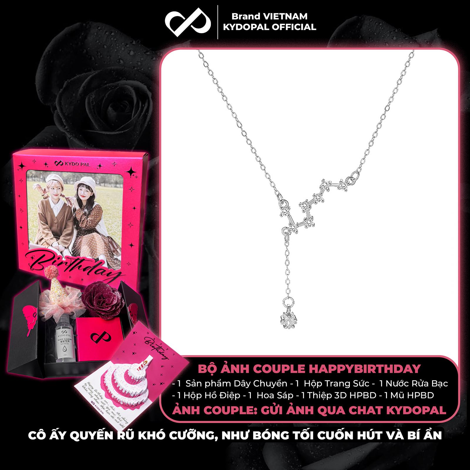 Dây chuyền bạc nữ KYDOPAL vòng cổ cá tính chòm sao đính đá lấp lánh trang sức bạc 925 - PAL9C2C7