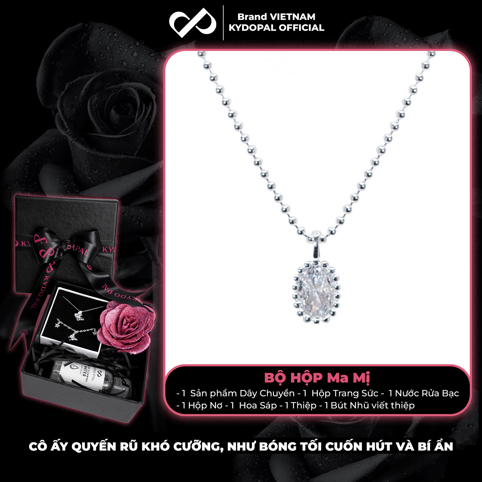 Dây chuyền bạc nữ KYDOPAL vòng cổ cá tính dây bi mặt giọt nước xinh xắn trang sức bạc 925 - PAL9C3C40