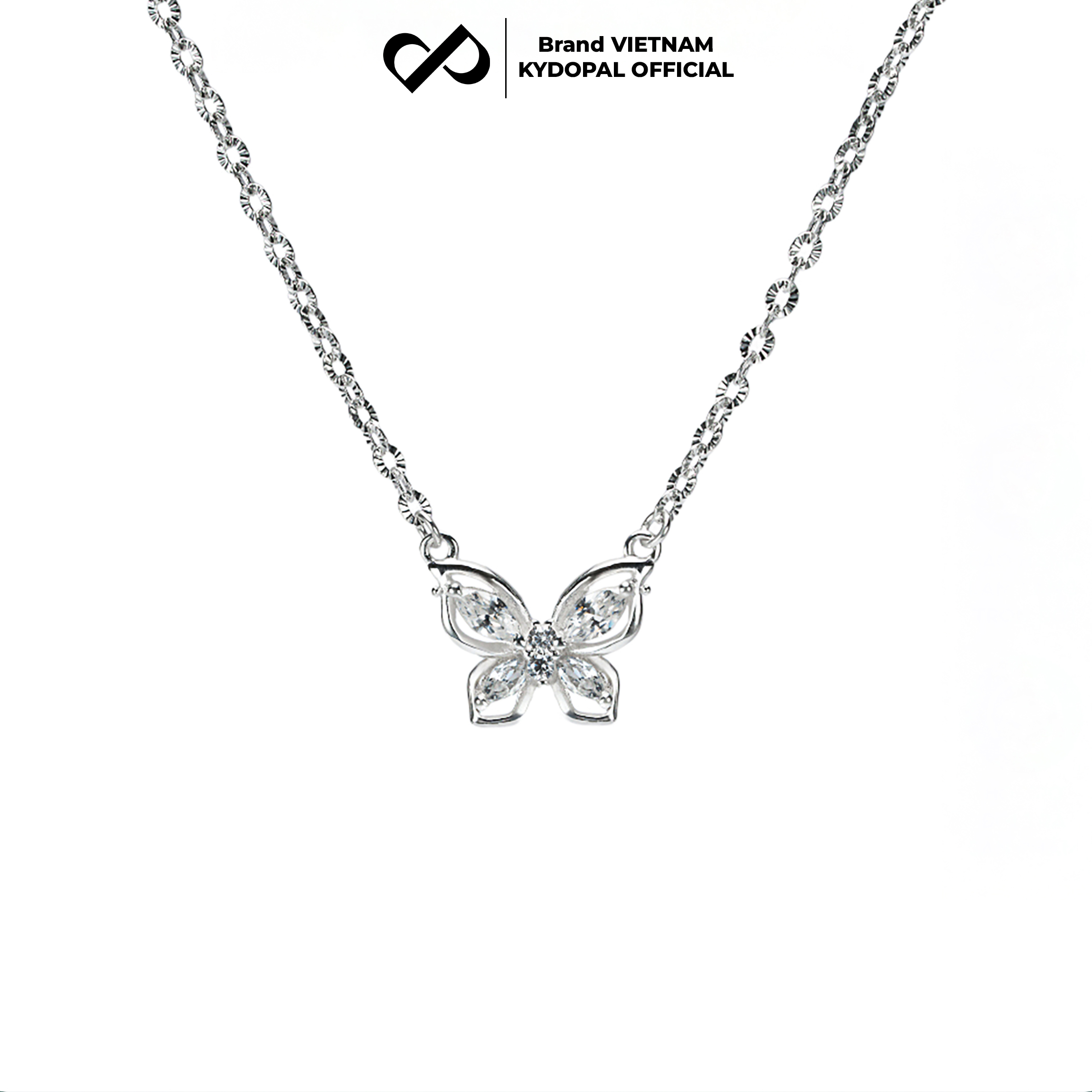 Dây chuyền bạc nữ KYDOPAL hồ điệp đính đá cá tính giọt nước dây hoa chặn trang sức bạc 925 - PAL93C31