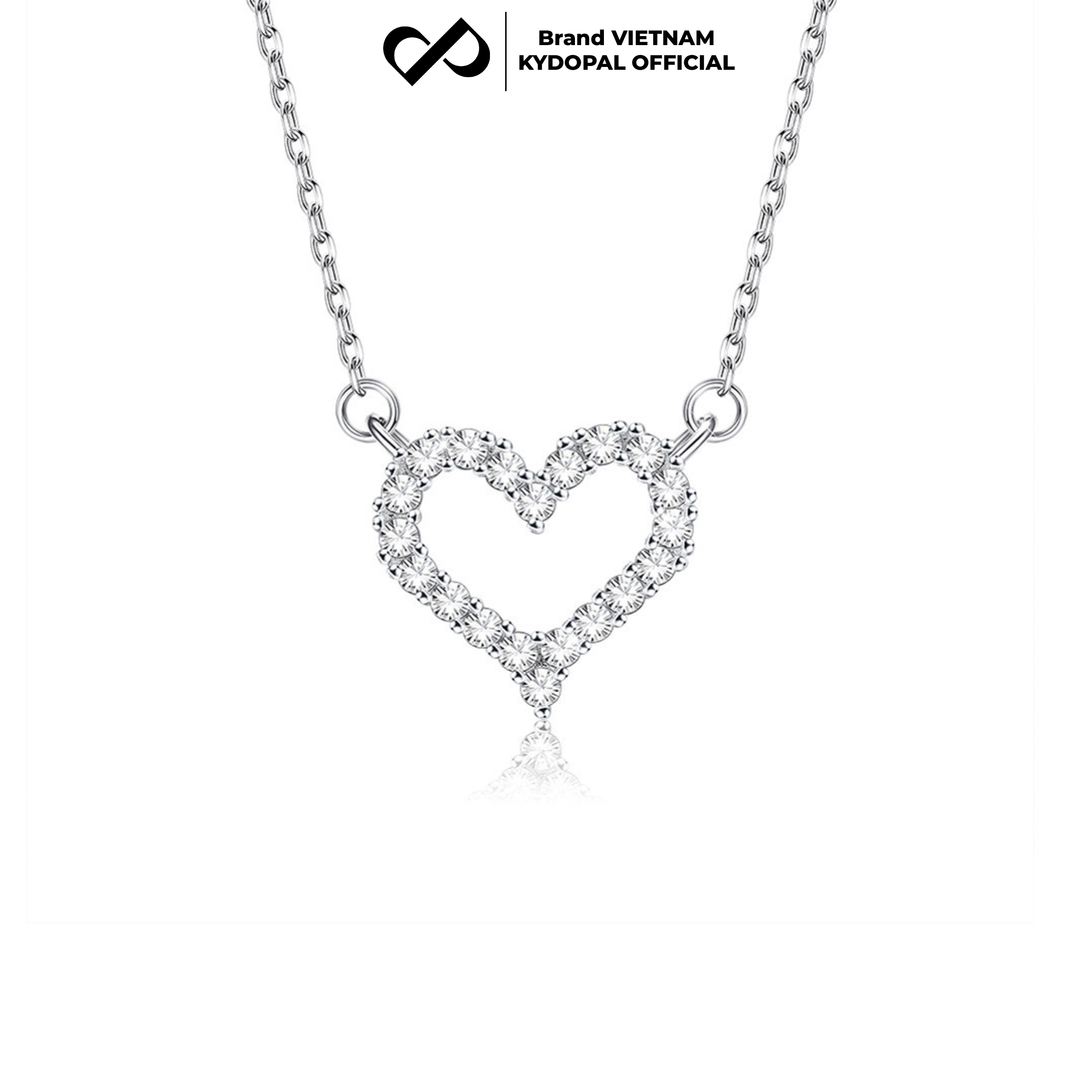 Dây chuyền bạc nữ KYDOPAL cá tính tim rỗng nạm đá viền cao cấp trang sức bạc 925 - PAL9C3C22
