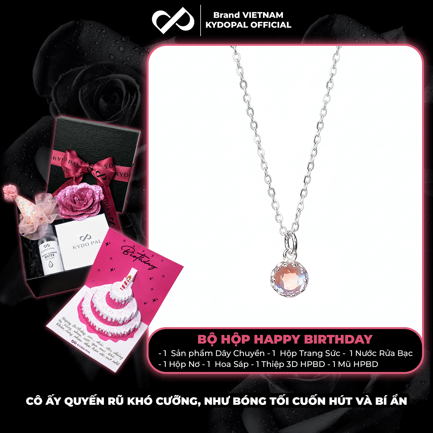 Dây chuyền bạc nữ KYDOPAL vòng cổ đá mặt tròn moonstone mini xinh xắn - PAL9C3C58