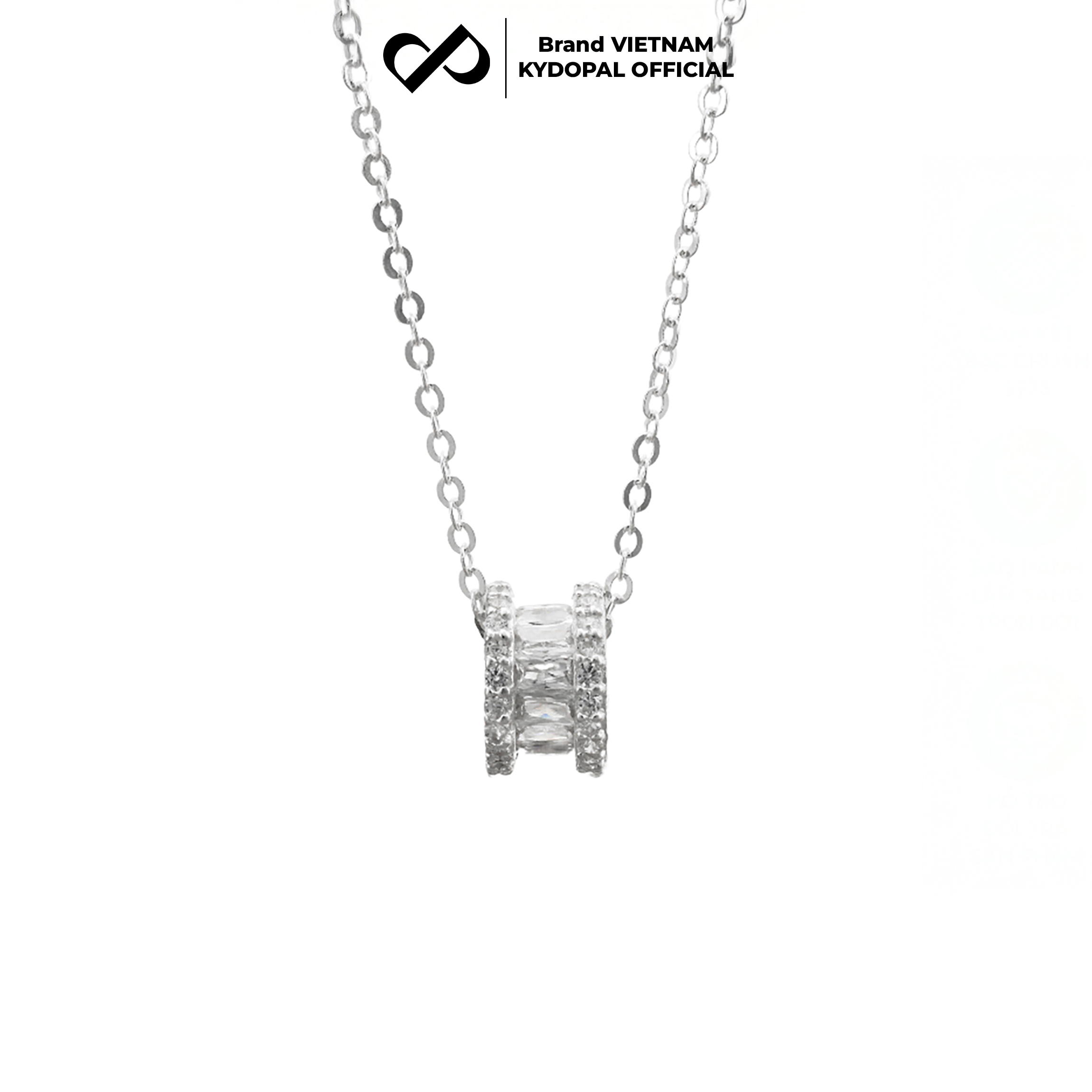 Dây chuyền bạc nữ KYDOPAL mặt hộp nạm đá Baguette cá tính trang sức bạc 925 - PAL9C3C8
