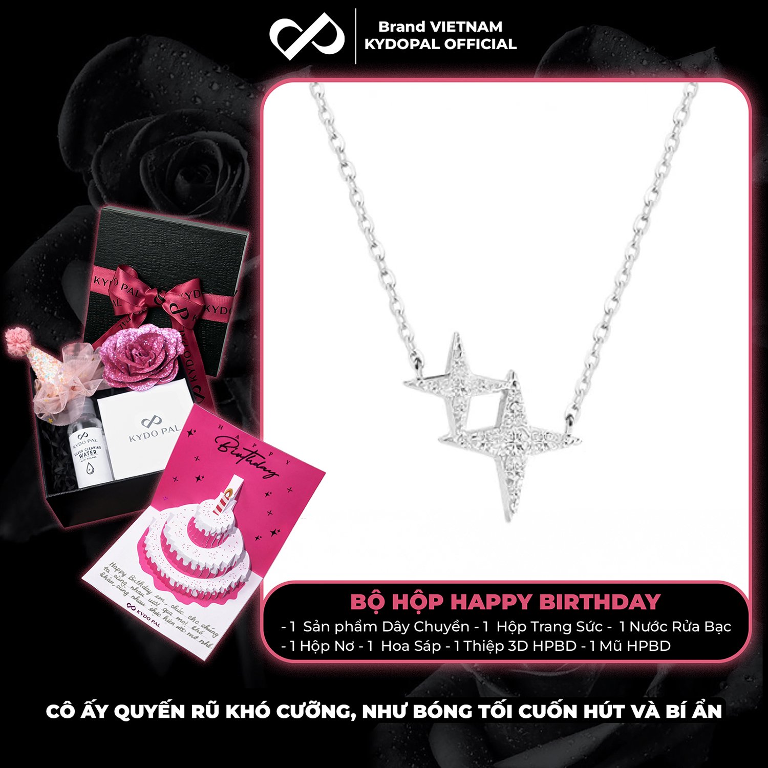 Dây chuyền bạc nữ KYDOPAL mẫu sao đôi cá tính lấp lánh trang sức bạc 925 - PAL9C3C18