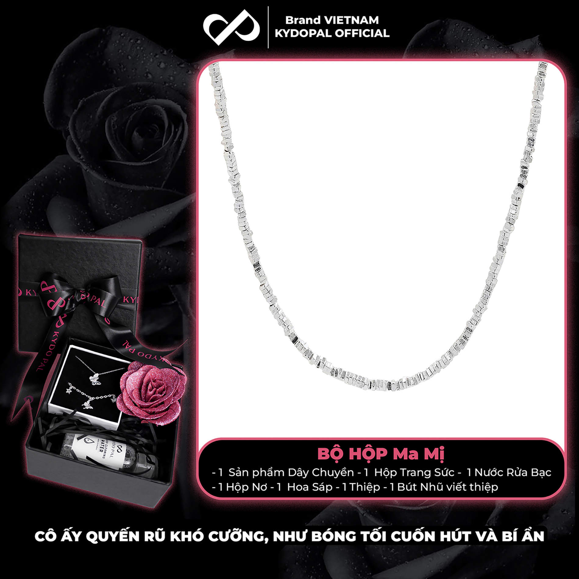 Dây chuyền bạc nữ KYDOPAL vòng cổ cá tính hạt bạc vỡ dây trơn trang sức bạc cao cấp - PAL9C3C57