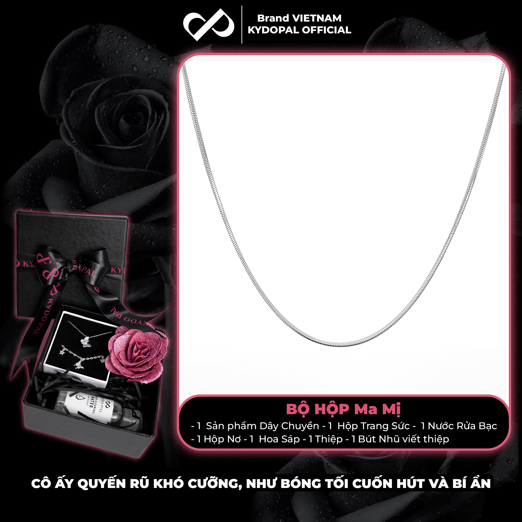 Dây chuyền bạc KYDOPAL mì thuôn cá tính trendy đeo sáng cổ trang sức bạc 925 - PAL9C3C65