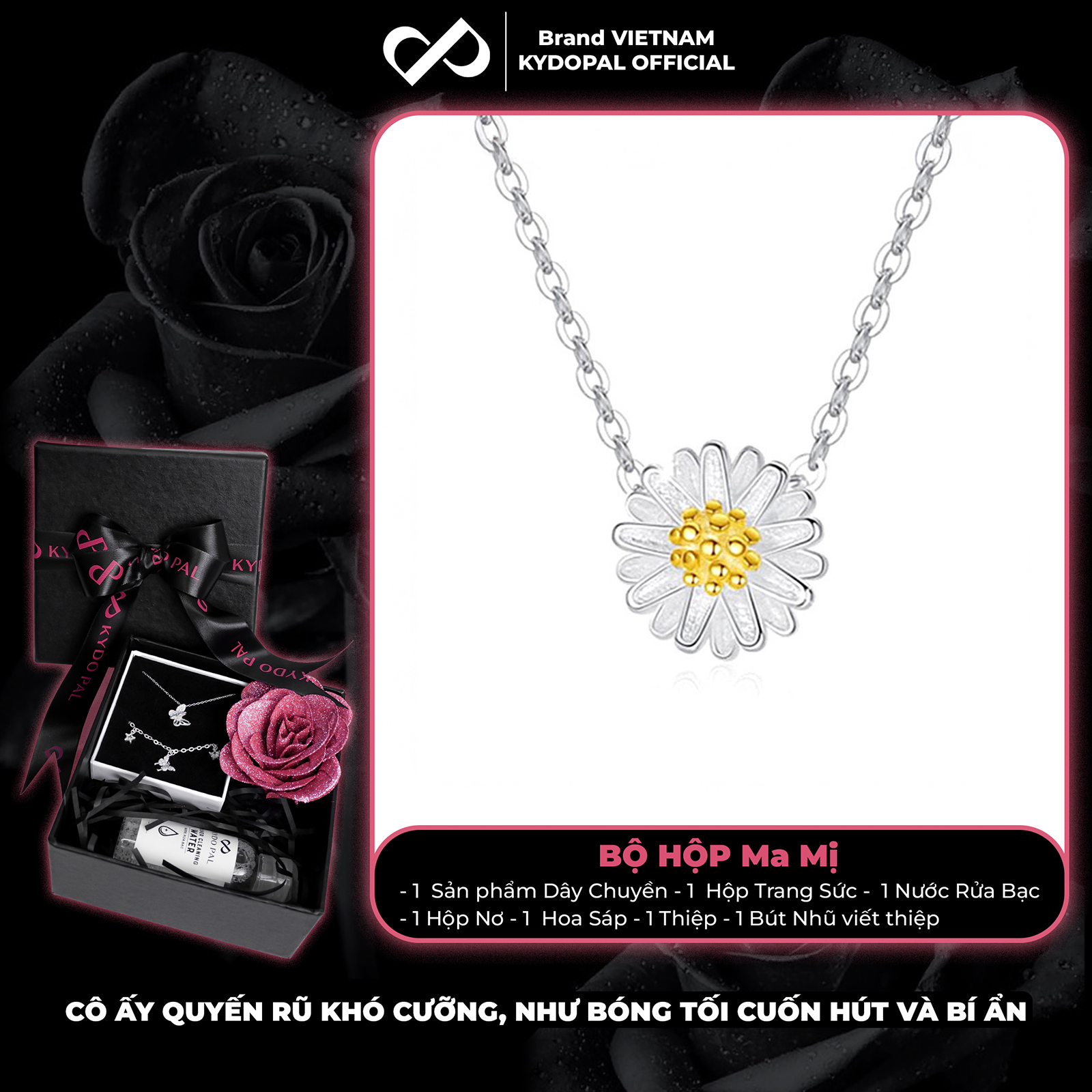 Dây chuyền bạc nữ KYDOPAL cá tính mặt hoa cúc nhị nữ tính trang sức bạc 925 - PAL9C3C32