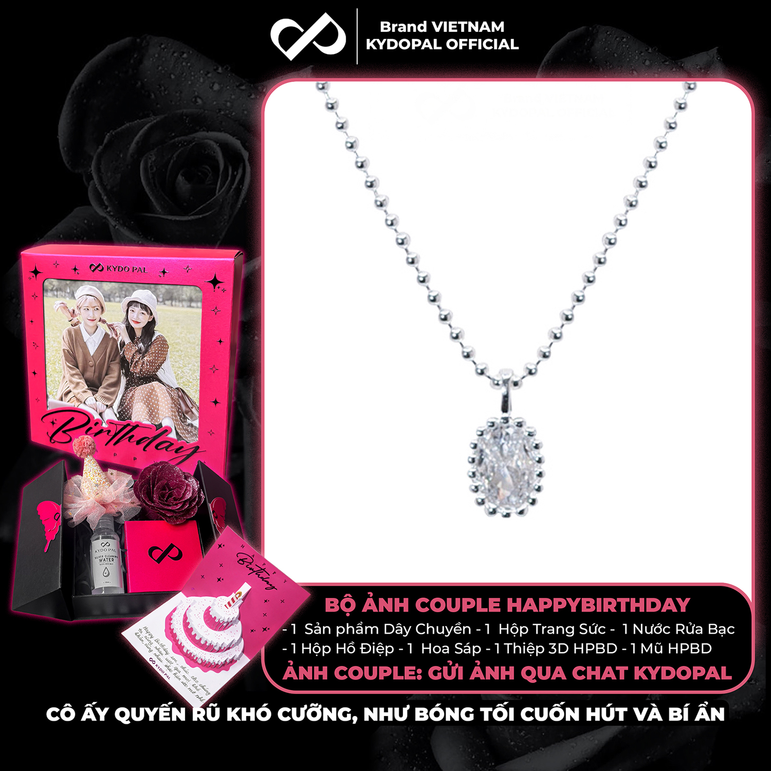 Dây chuyền bạc nữ KYDOPAL vòng cổ cá tính dây bi mặt giọt nước xinh xắn trang sức bạc 925 - PAL9C3C40