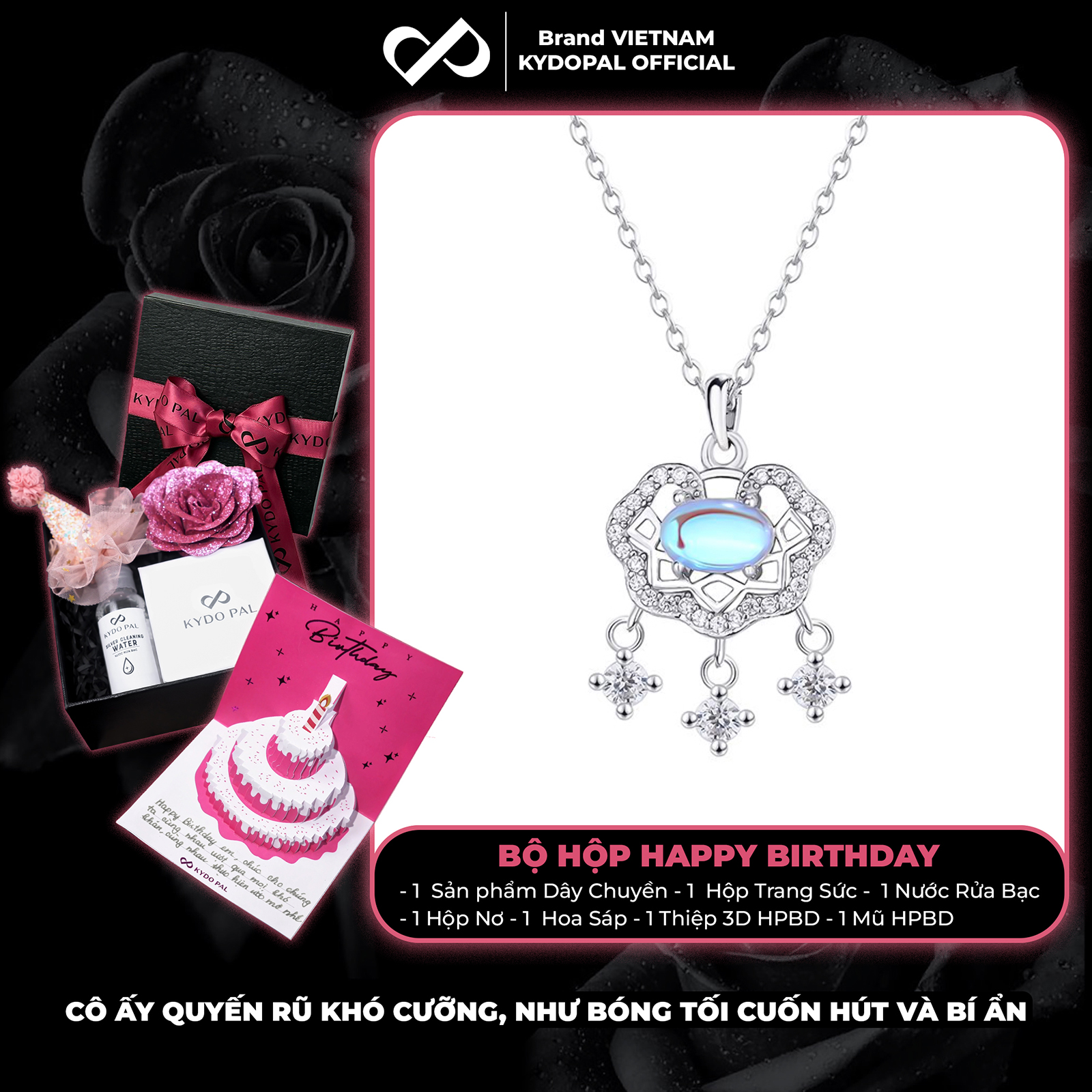 Dây chuyền bạc nữ KYDOPAL Mặt khóa trường mệnh gắn đá màu đổi sắc trang sức bạc 925 - PAL9C3C44