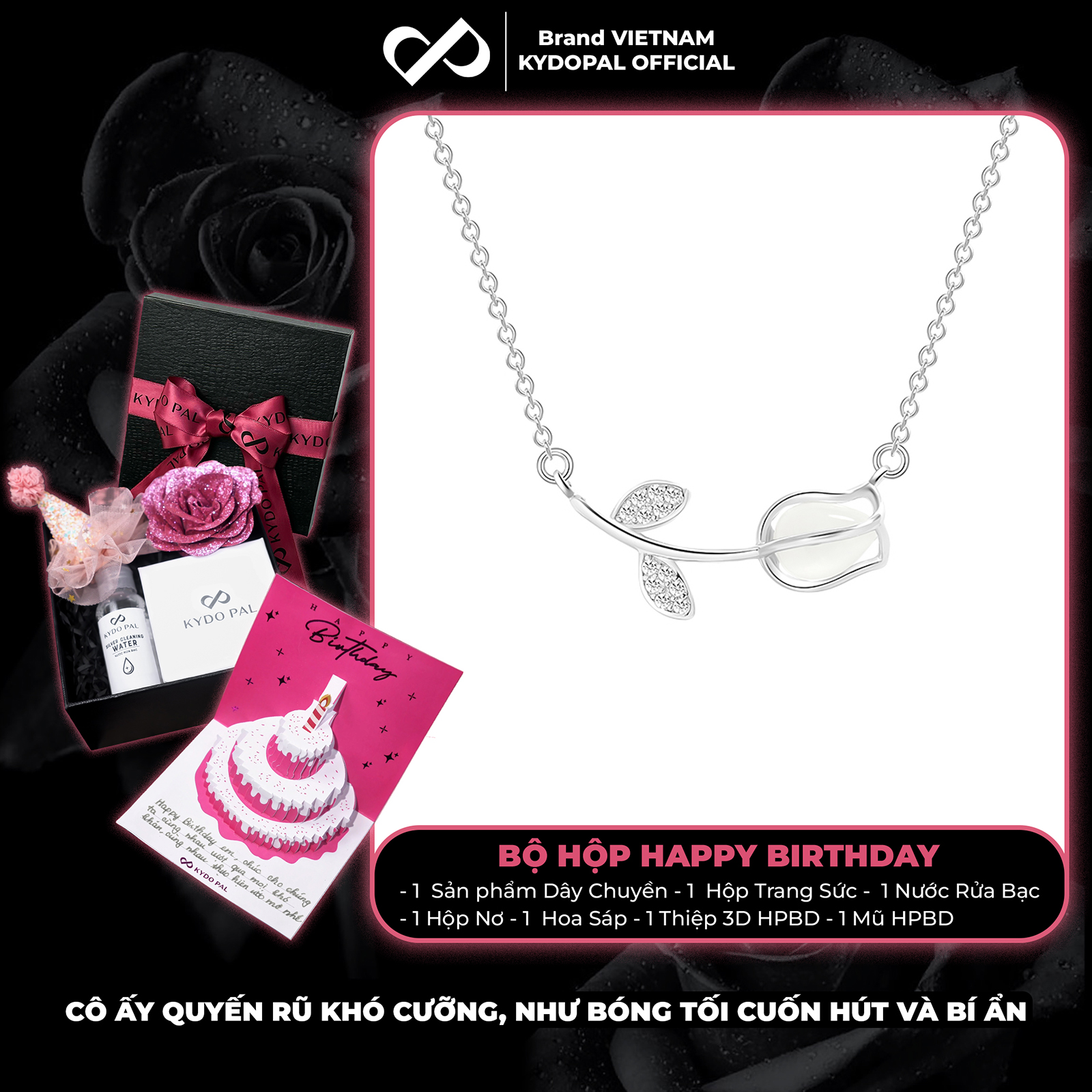 Dây chuyền bạc nữ KYDOPAL vòng cổ cá tính cánh hoa hồng nữ tính trang sức bạc 925 - PAL9C3C35